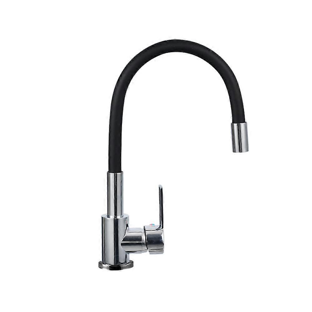 Kitchen Faucet Multi-Color Rotating Mixer Tap for Hot and Cold Water Deck Installation, Black Finish, Modern Design