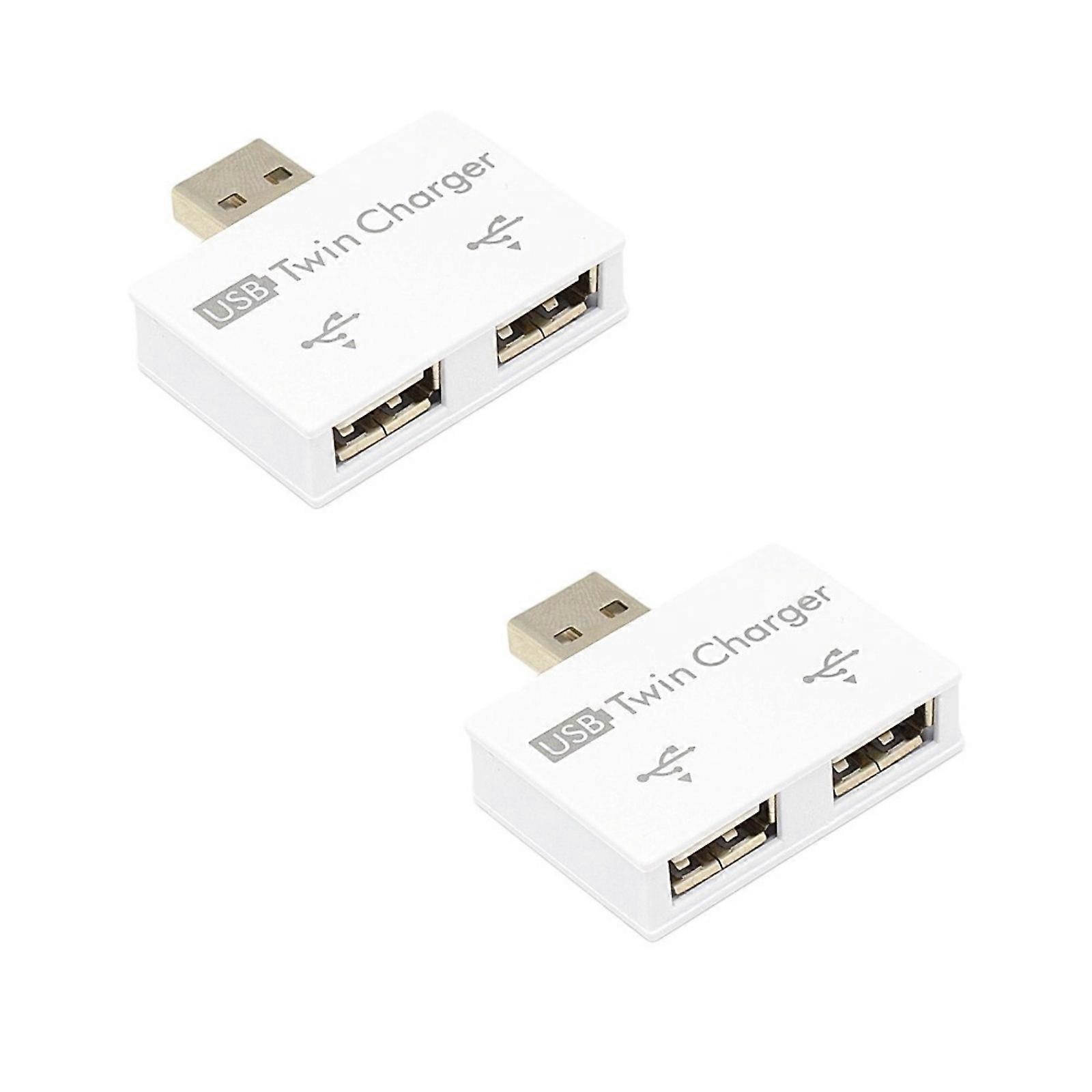 Tiny USB 2.0 Extender Double Port Battery pack Data Transfer Center For Computer Typewriter Mouse U Disk  White