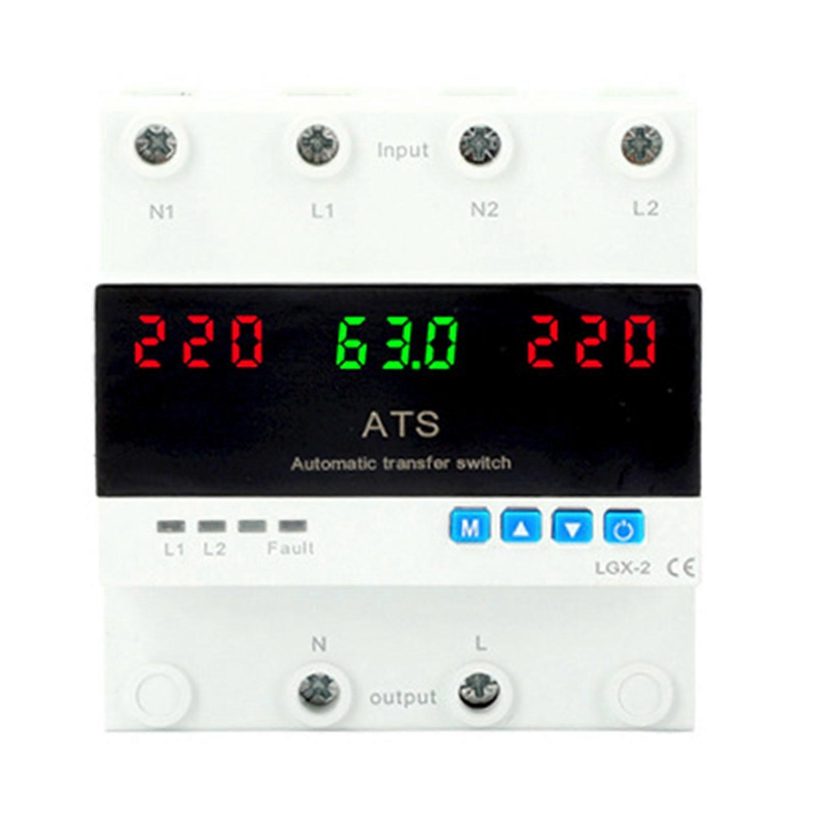 Automatic Double Power Transfer Switches 63A 220V with Immediate Voltage Monitoring & Adjustable Defense Parameters Multicolor
