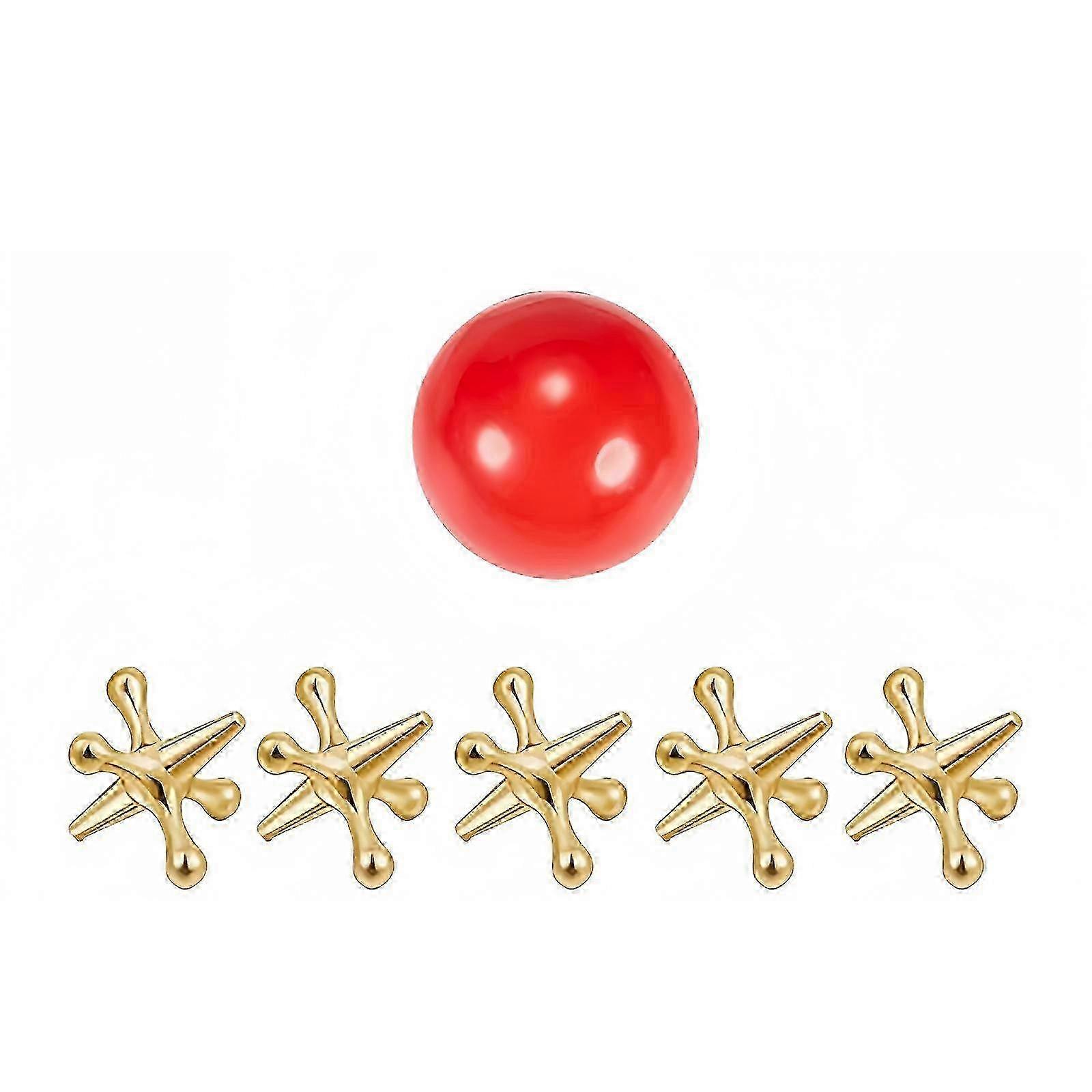 Relaxation Balls Set Tabletop Jacks Game with Metal Jacks And Soft Bouncy Balls For Stress Relief Student Relaxation Toy