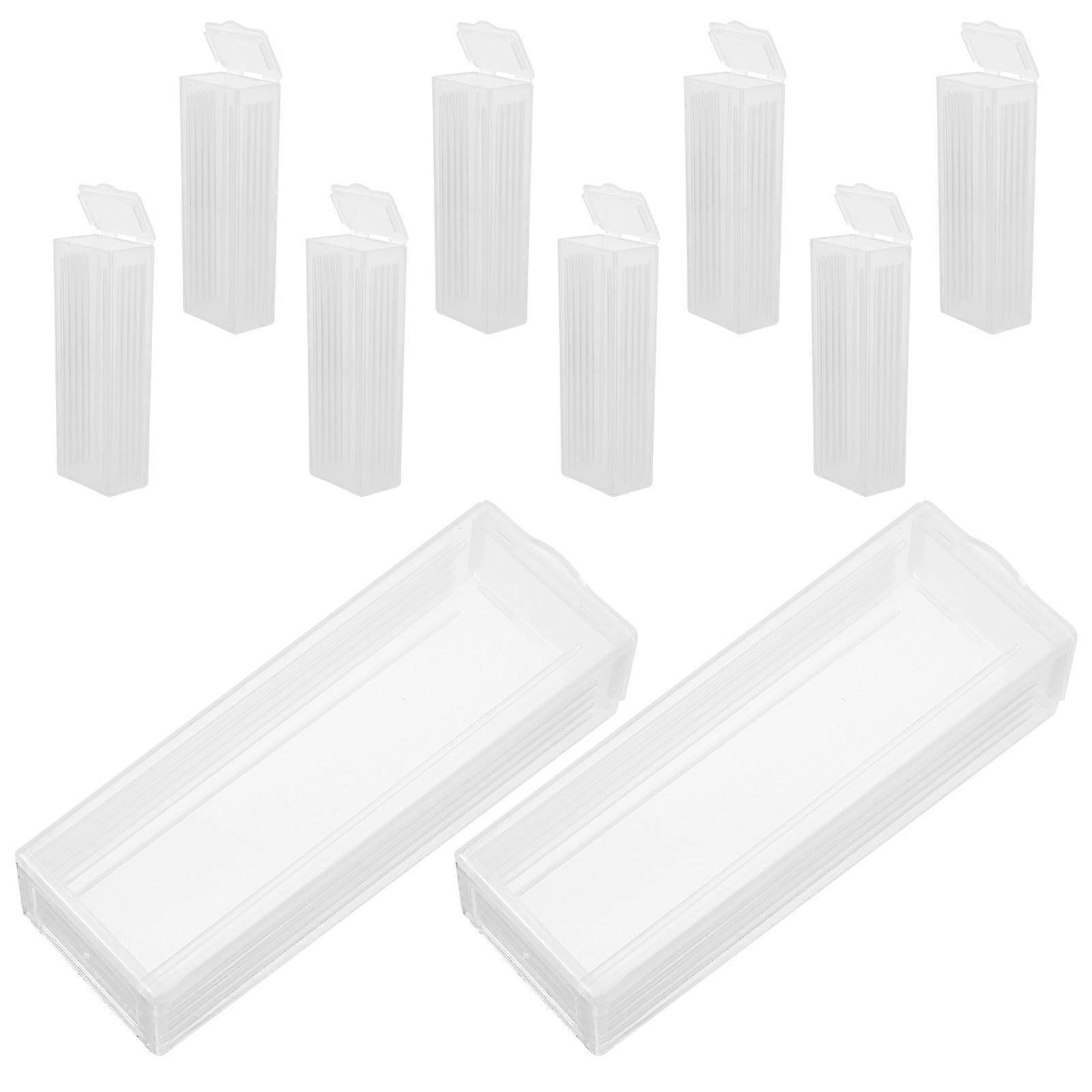 Specimen Slides Box Plastic Slide Storage Case for Storage 10Pcs Transparent Microscope