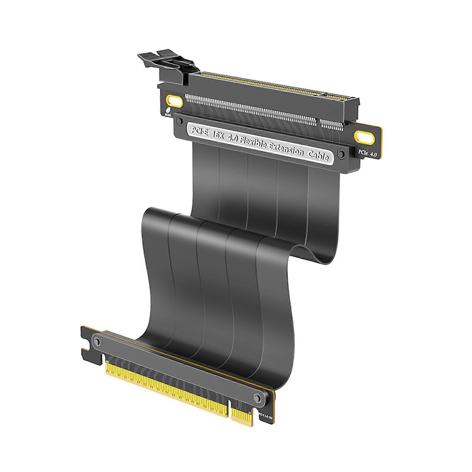 Double 90/180 Degree Angled PCIExpress X16 to X16 Slot Extension Cable Supporting Backward Compatibility in Small PC Multicolor