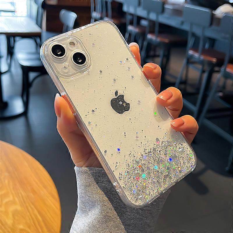 Gradient Bling Glitter Sequins Clear Phone Case For iPhone 16 15 14 Plus 11 12 13 Pro Max XS X XR Shockproof Transparent Cover