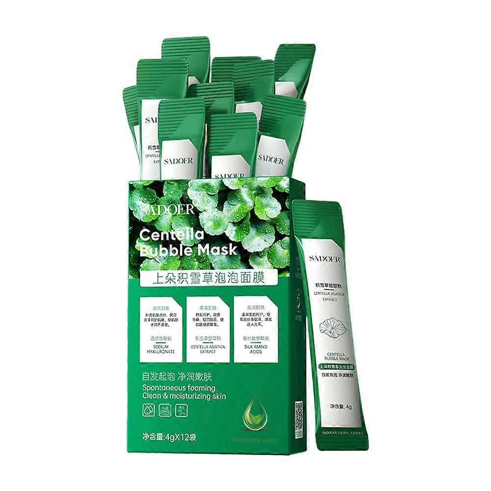 12Pcs Bubble Face Sheet Masque Centella Bubble Mask Oil Control (Green)