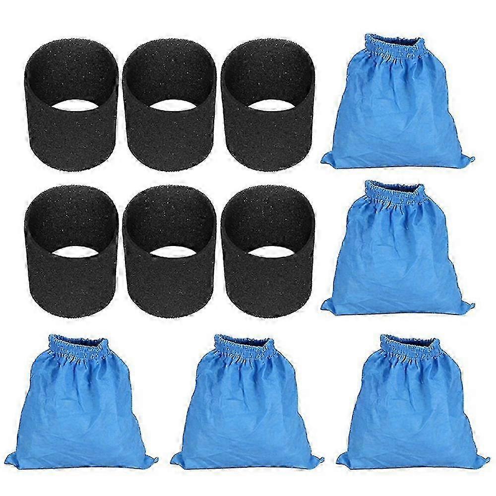 Filter Bag & Foam Set for MV1 WD1 WD2 WD3 - 5PCS & 6X Wet Dry