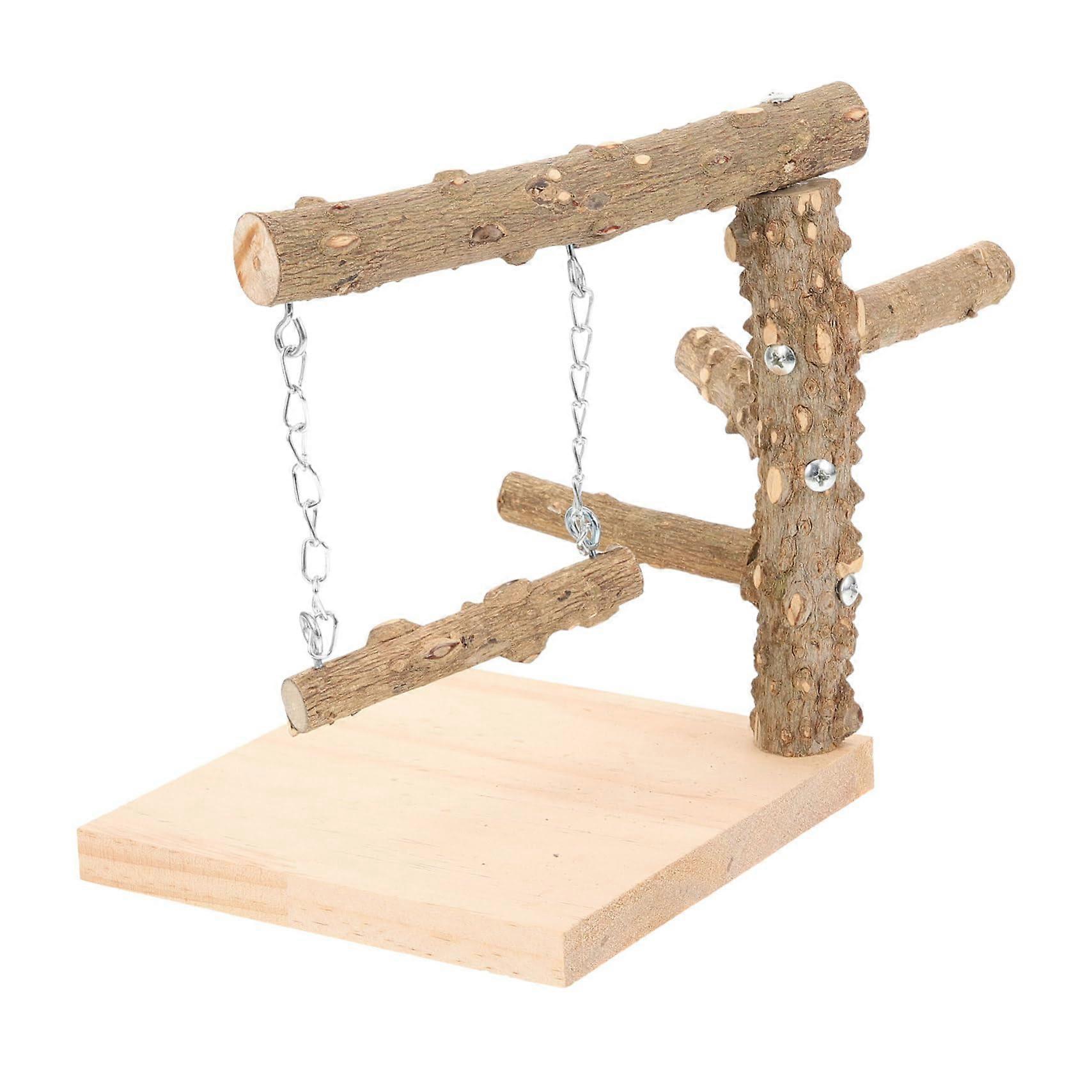 Natural Wood Parrot Perch Stand with Chewable Surface for Conures and Small Birds Training Play