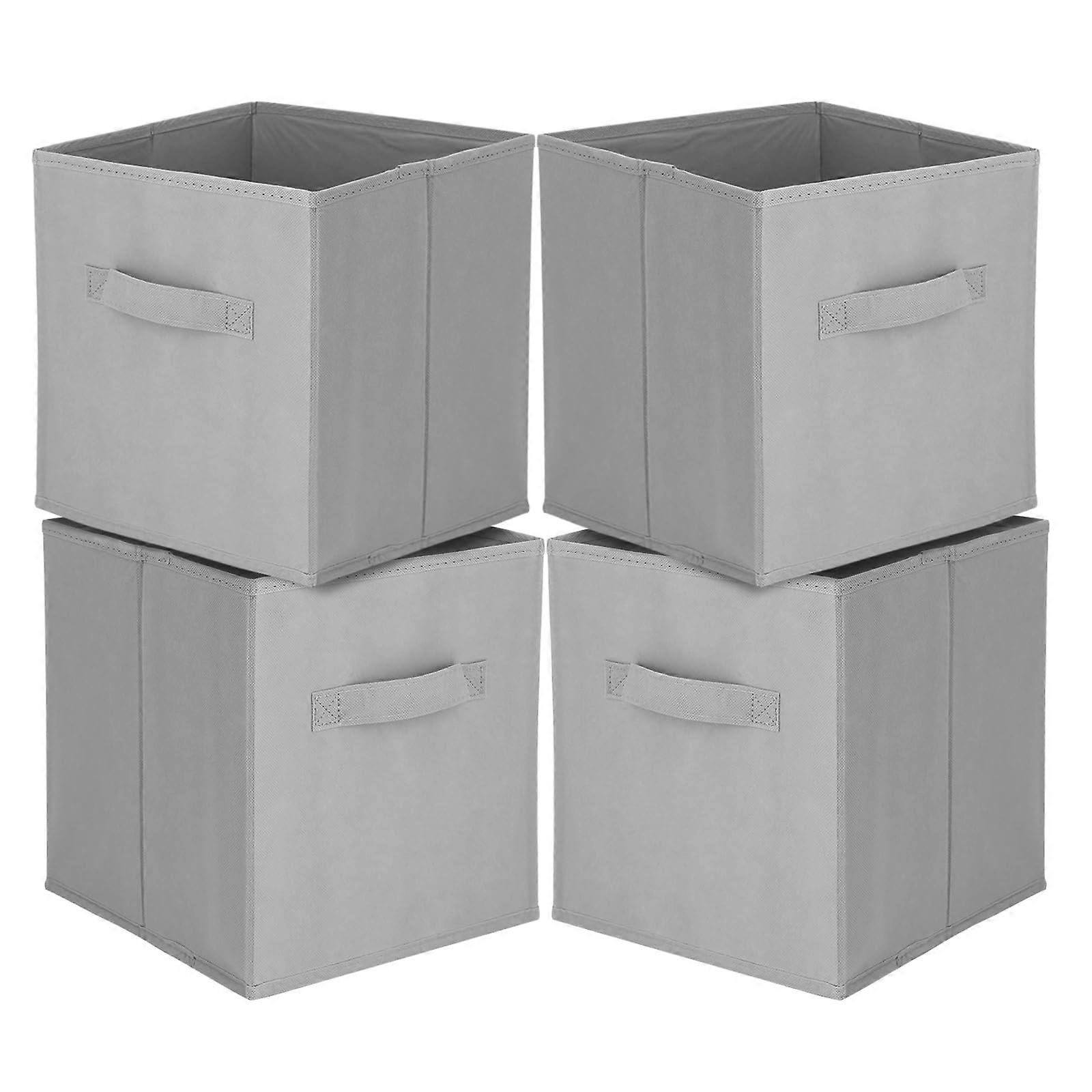 Cube Box 4Pack, Collapsible Fabric Storage Bins 27x27x28 cm With Handles, Open Toy Boxes For Closet Drawers