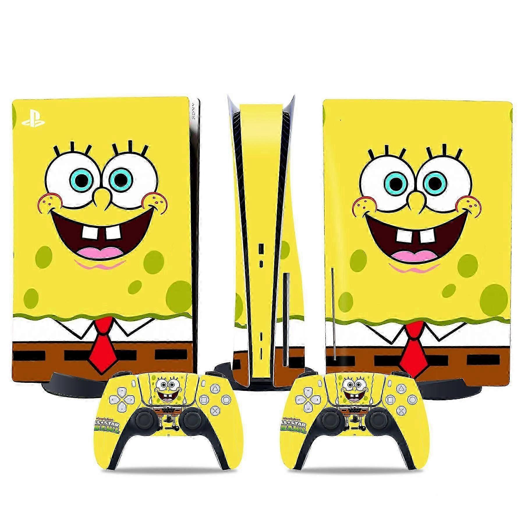 PS5 optical drive version sticker, cool PS5 skin, controller handle,for PS5 console and controller,Adorable Sticker,Cute skin,Cartoon anime,SpongeBob