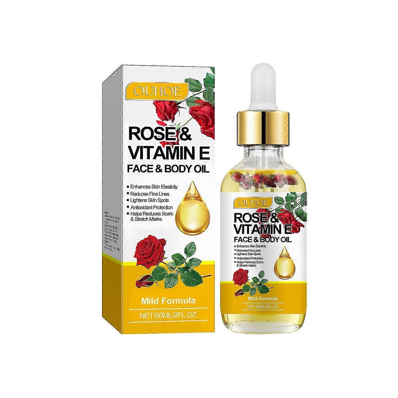 Rose Vitamin E Essential Oil - Moisturizing & Brightening for Radiant Skin, Improves Elasticity & Protects Against Aging