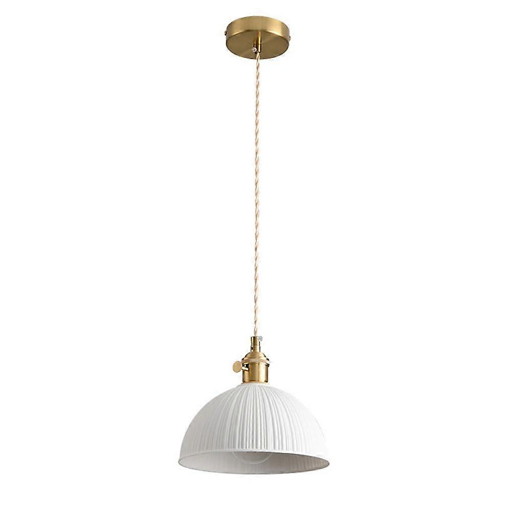 Modern Copper and Ceramic Pendant Light with Elegant Shade, Adjustable Height, E27 Ceiling Fixture