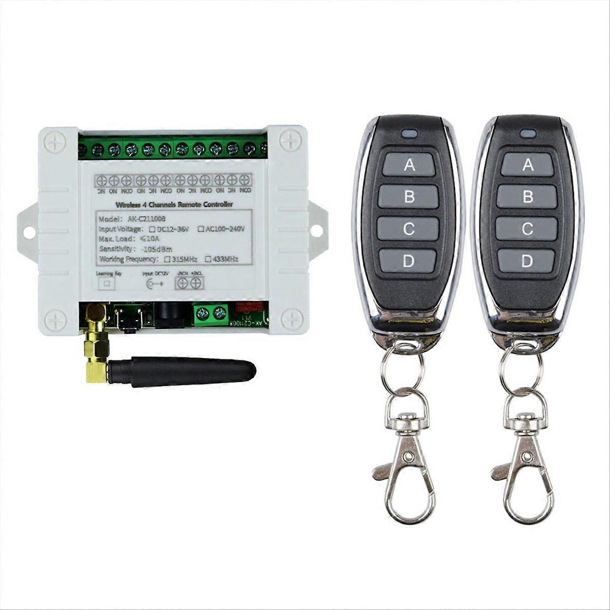 Remote Control Switch Receiver+4CH Transmitter,1 Receiver 2 Remote