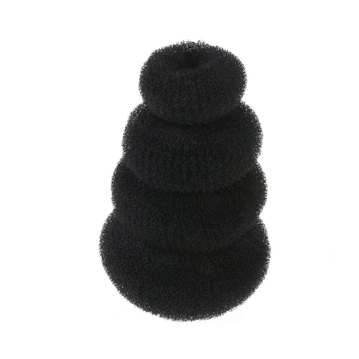 4pcs Black Hair Bun Maker Set with Small to XL Hair Donut, Secure AllDay Hold for Elegant Updos