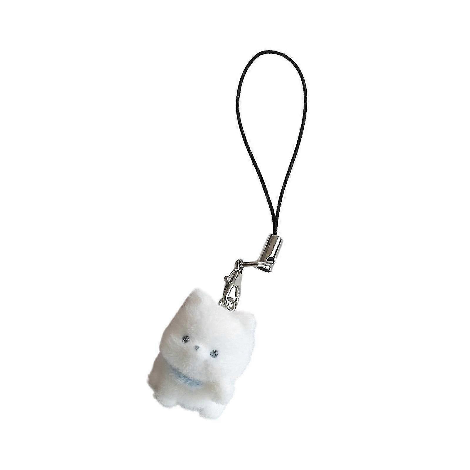 Realistic Flocking Resin Dog Keychain Charm Mobile Phone Strap Easy Attach To Phone Keys Bag For Pet Lovers Multicolor