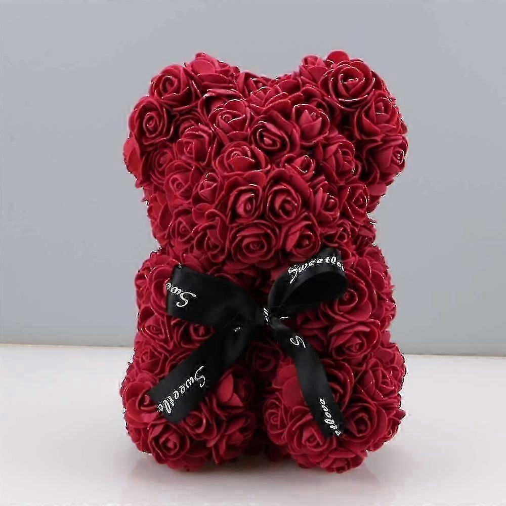 Presente do Dia dos Namorados 25cm Urso de pelúcia rosa de flores urso com flores Urso rosa vermelha