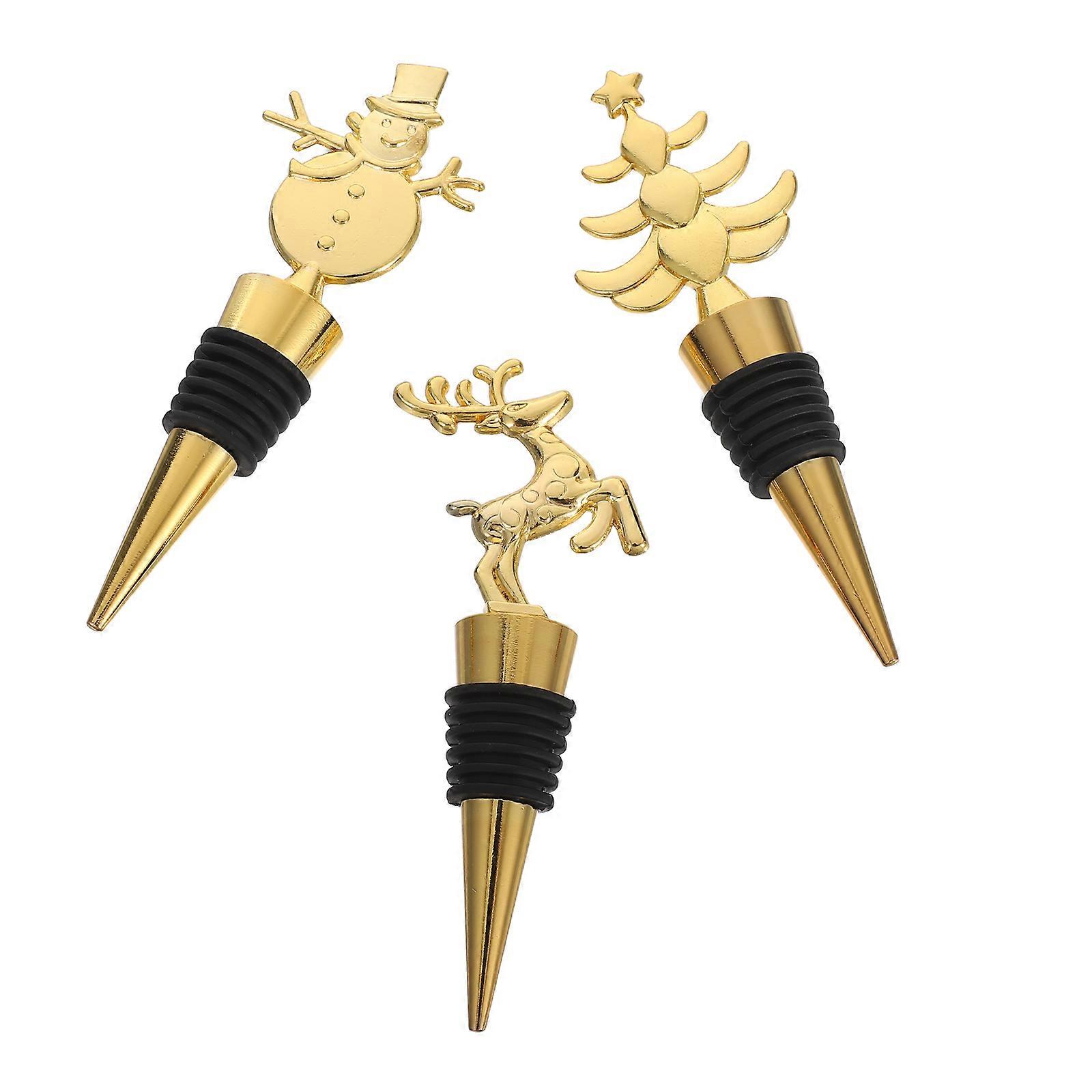 Golden Xmas 3Pcs Decorative Reusable Sealing Plug