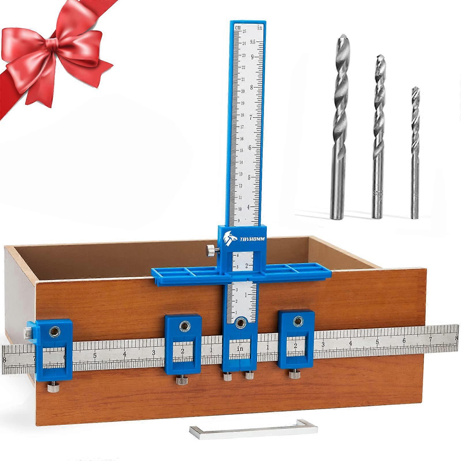 Cabinet Hardware Jig with Precision Drill Alignment, Adjustable Guide for Handles and Knobs Installation