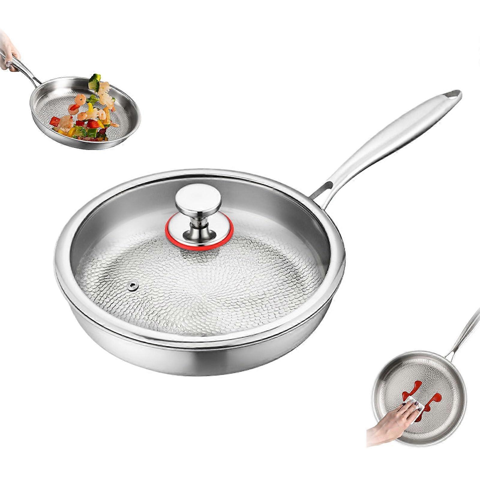 Nonstick Titanium Hammered Frying Pan with Lid 28cm, Scratch Resistant, Induction Compatible