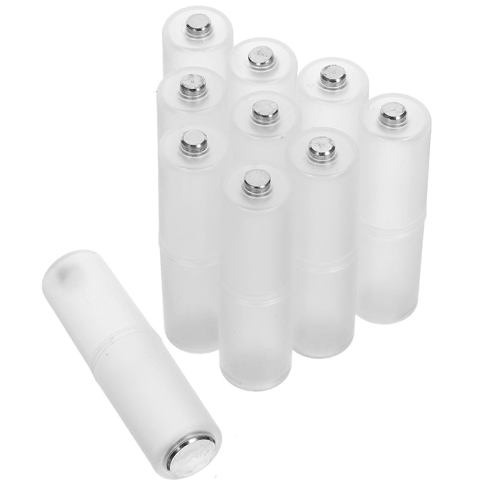 Battery Converter Aaa to Aa Battery Adapter for Daily Use 10Pcs Durable White PP