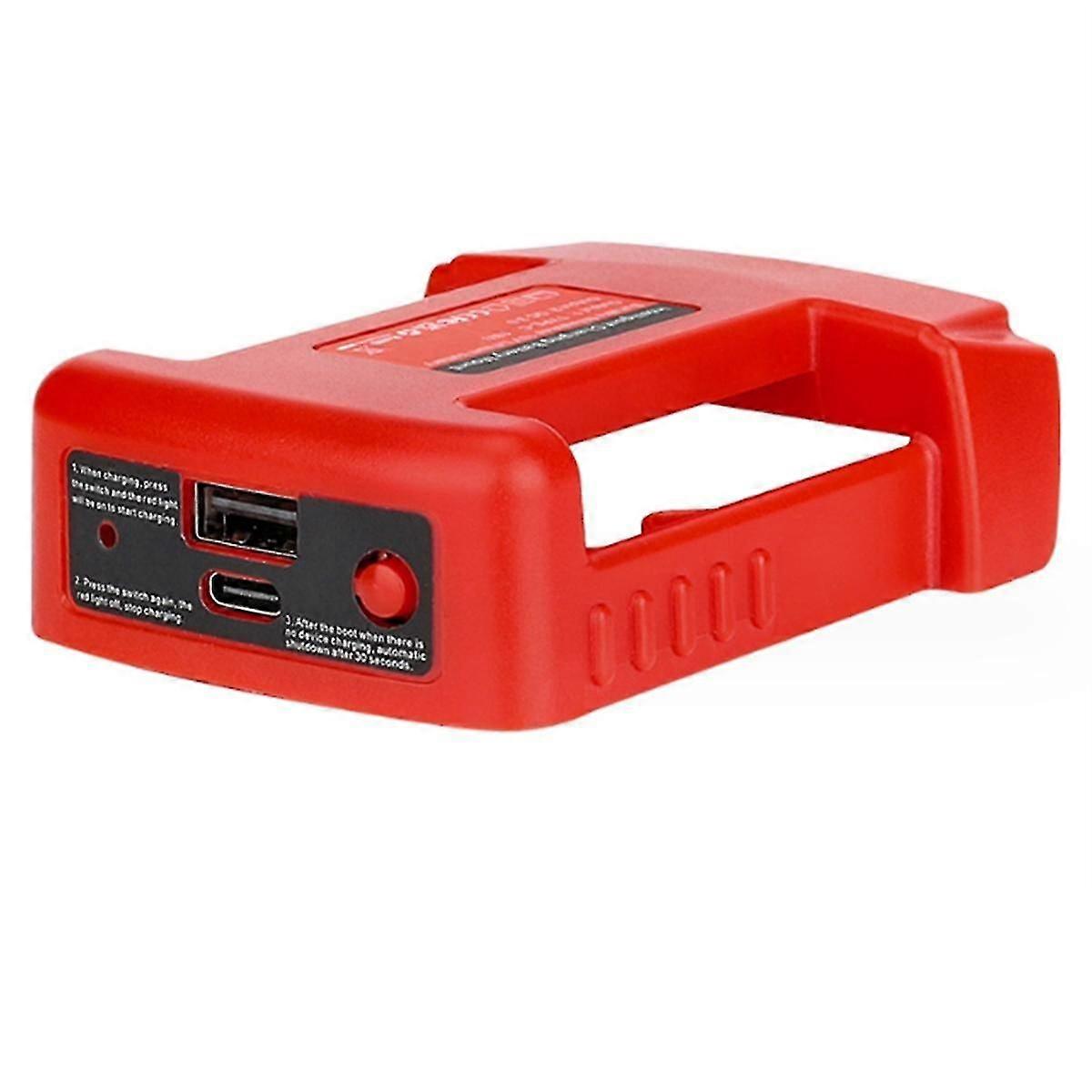 Portable Charger Adapter Compatible for 18V Li-Ion with USB Type-C Battery Holder Fast ChargingRed  A-V Edition 1212