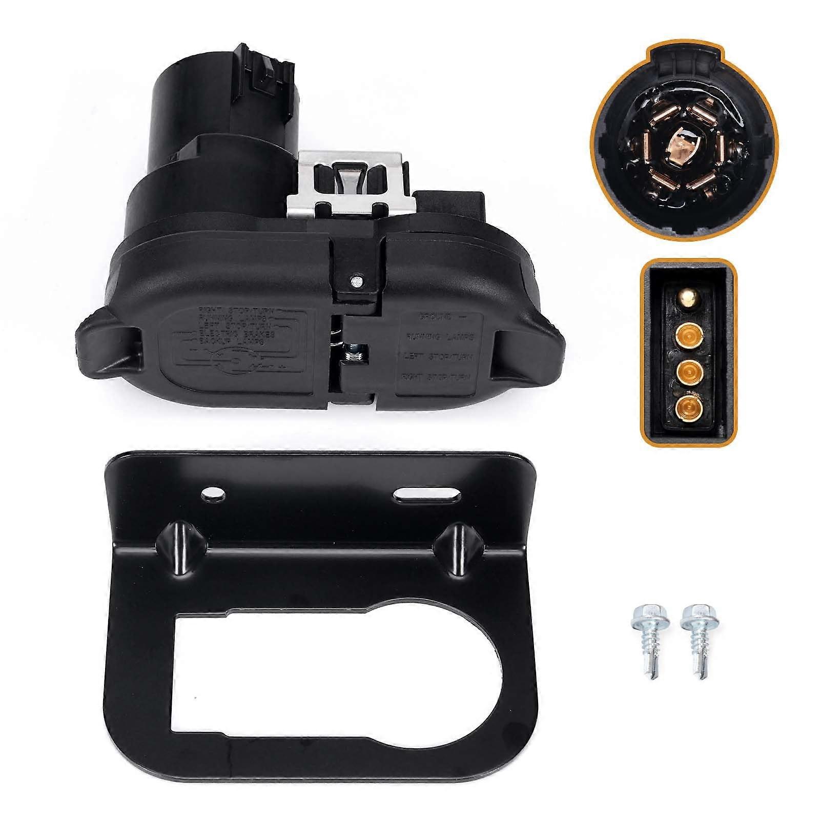 4/7 Pin Trailer Wiring Harness with Mounting Bracket, Universal 7 Way and 4 Way Connector for Ford Chevy GMC Dodge Ram