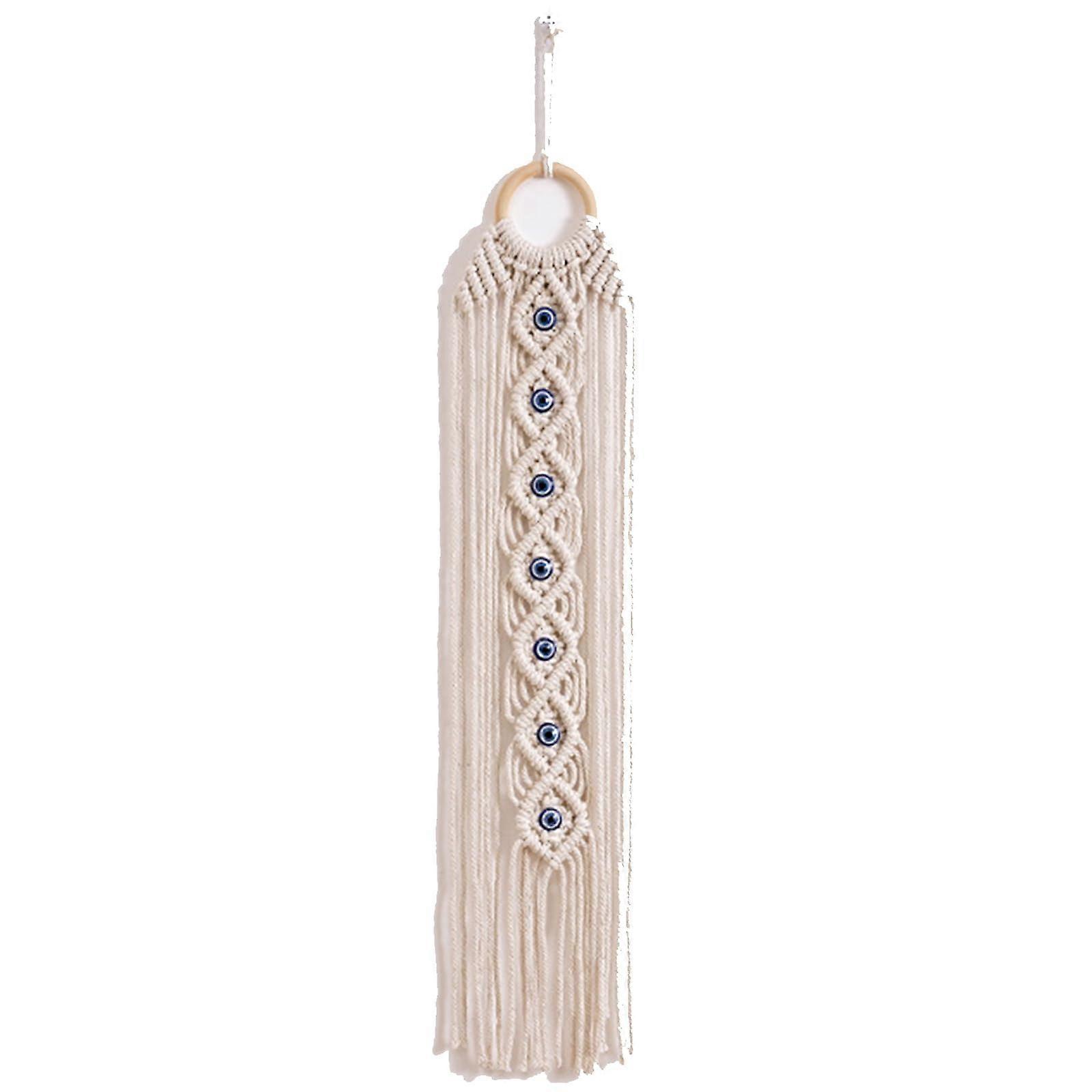 Handmade Boho Macrame Wall Hanging with Unique Evil Eye Dreamcatcher Decor for Bedroom or Home