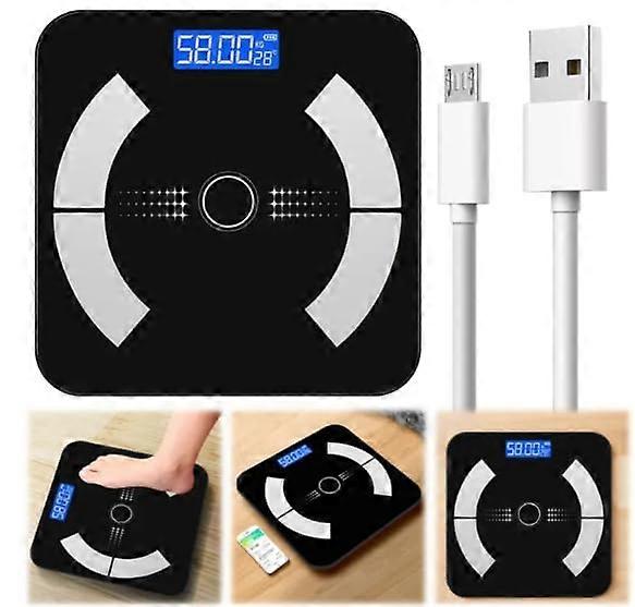 Smart Body Scale with App, Bluetooth Digital Bathroom Scale, USB Rechargeable, Body Composition