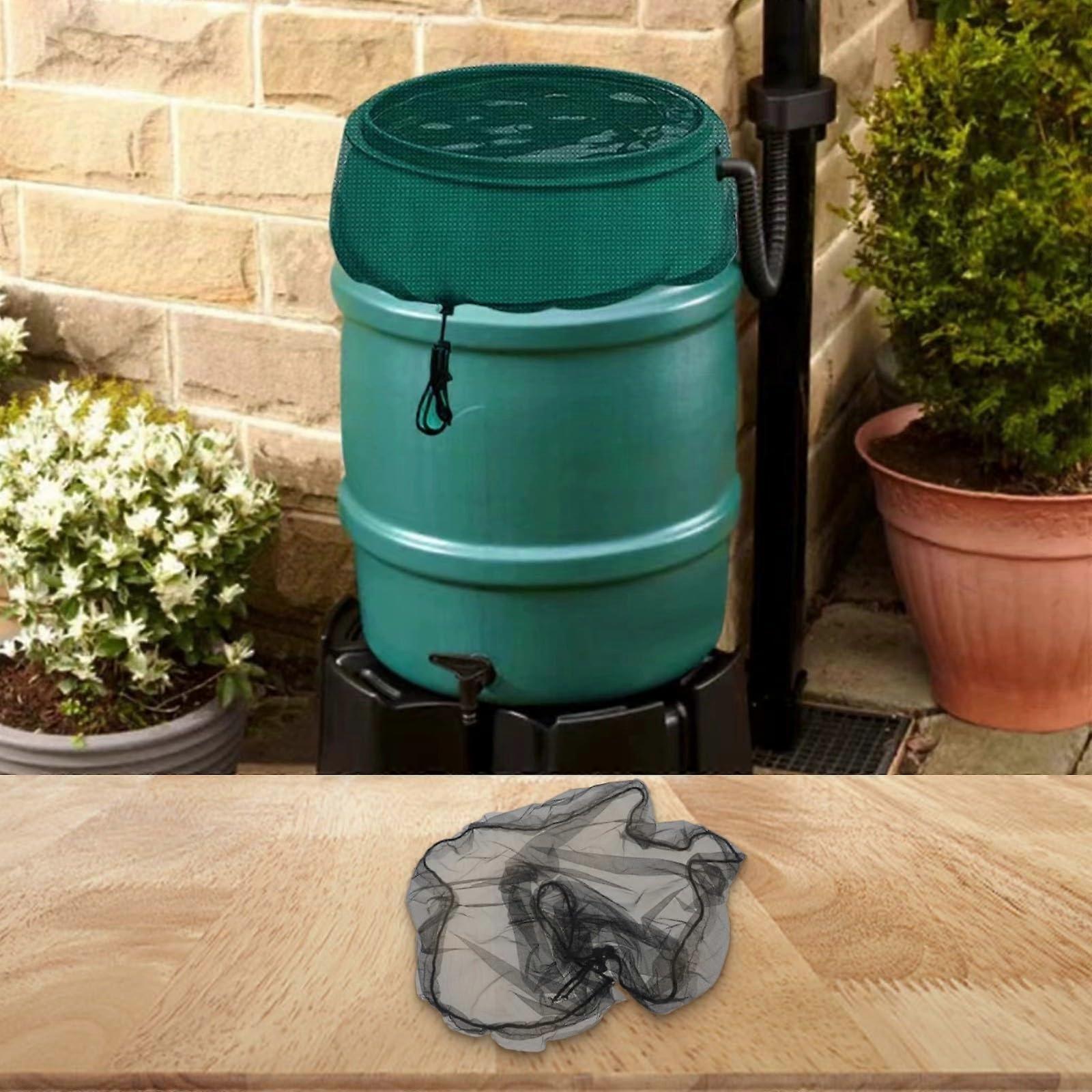 Rain Barrel Mesh Cover with Secure Drawstring Closure Blocks Debris, Fits 80cm Rain Buckets