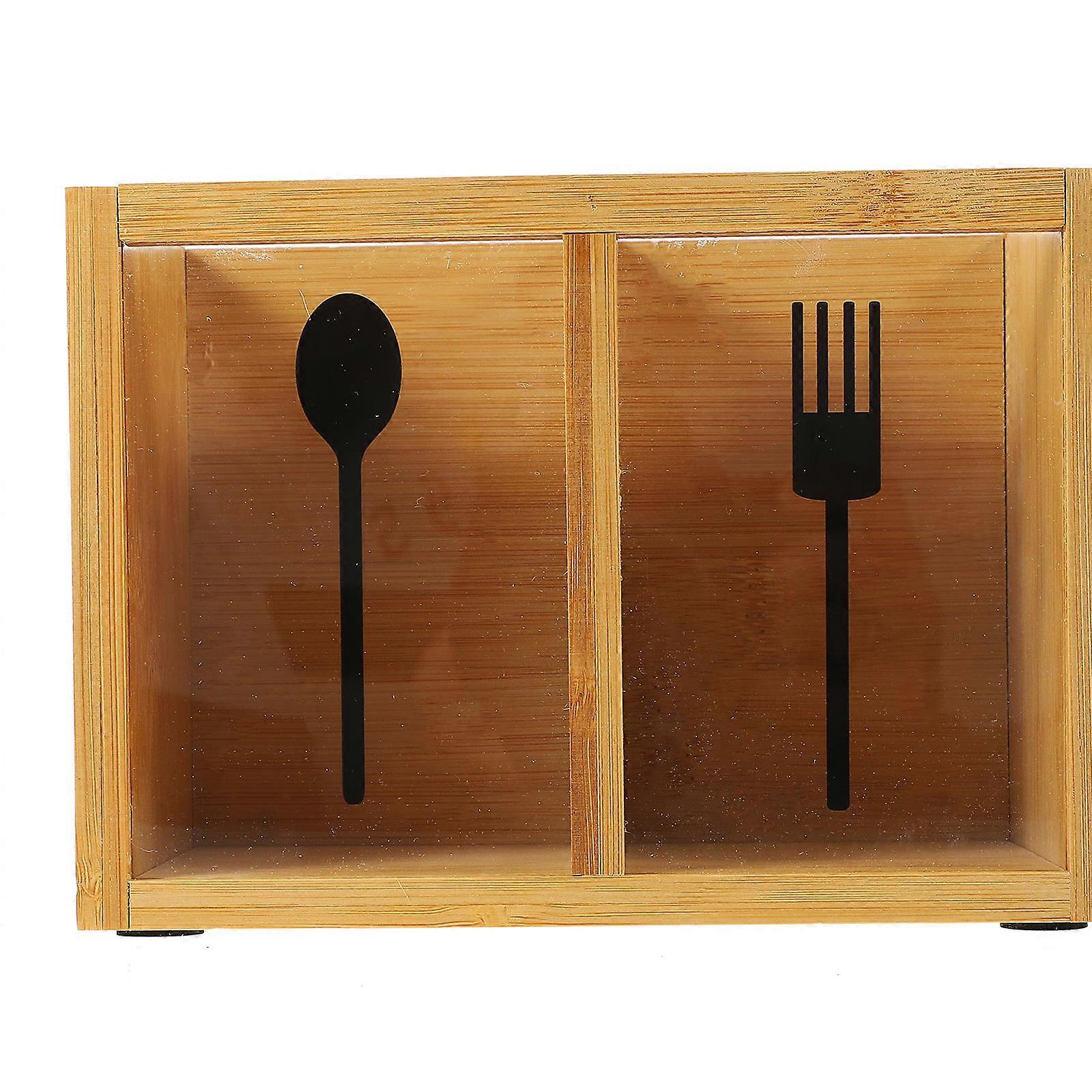 Tableware Holder Bamboo Kitchen Utensil Holder for Cooking Tool Storage