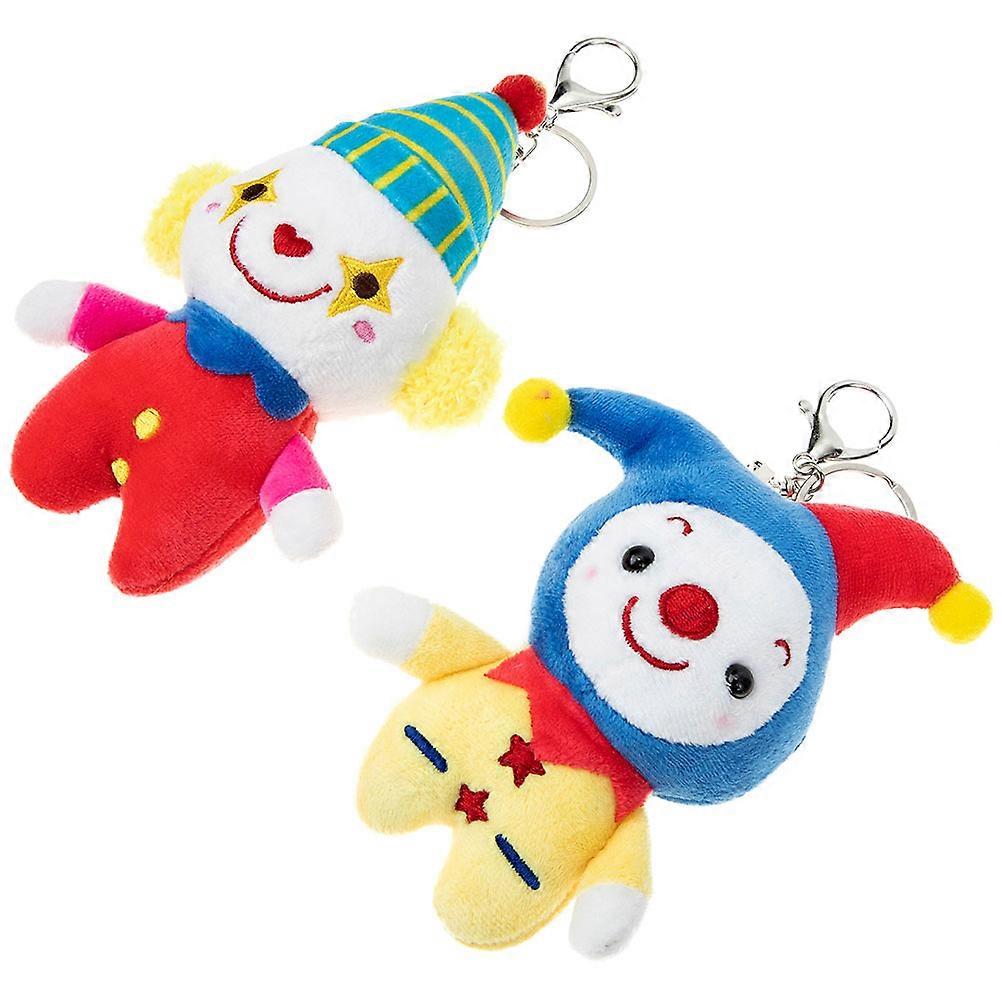 Creative Clown Plush Pendant Keychain for Decor 2Pcs Cute Accessories