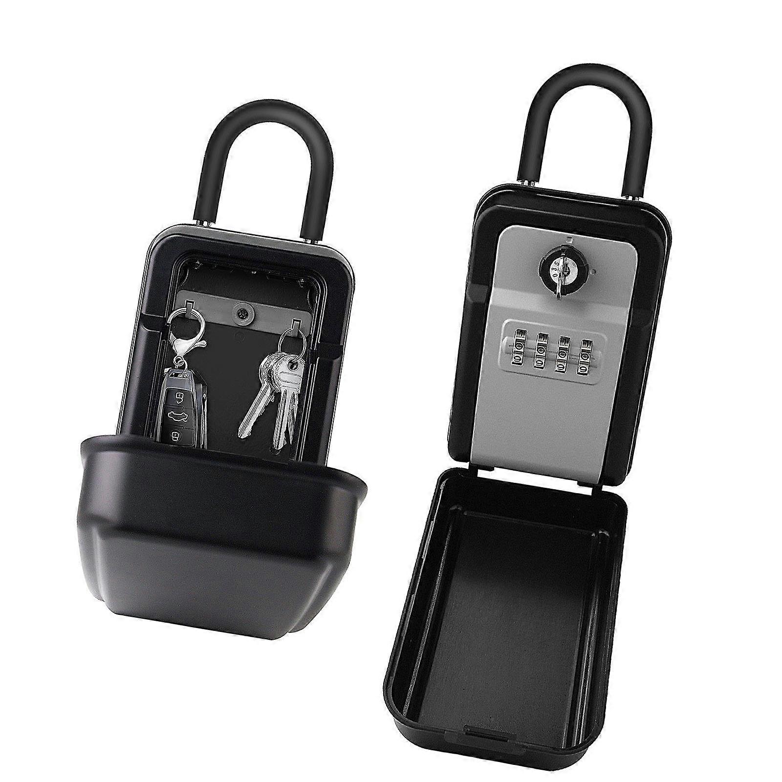 Spacious 4 Combination Key for Wall Mount Weatherproof Secure Storage Includes Backup Key  grey