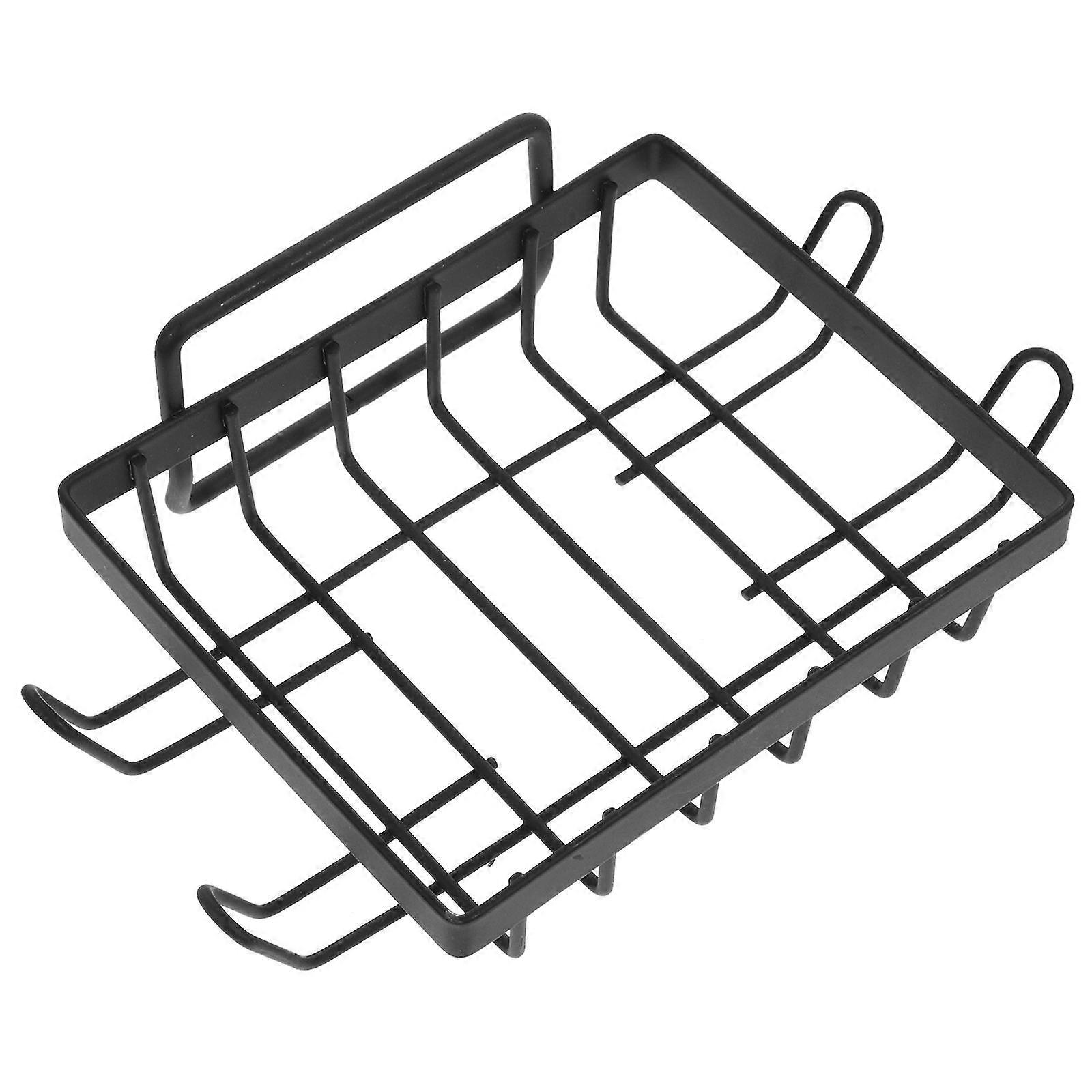 Rustproof Wall Mounted Soap Rack For Bathroom 15X10X5CM Black Draining Soap Holder 1Set