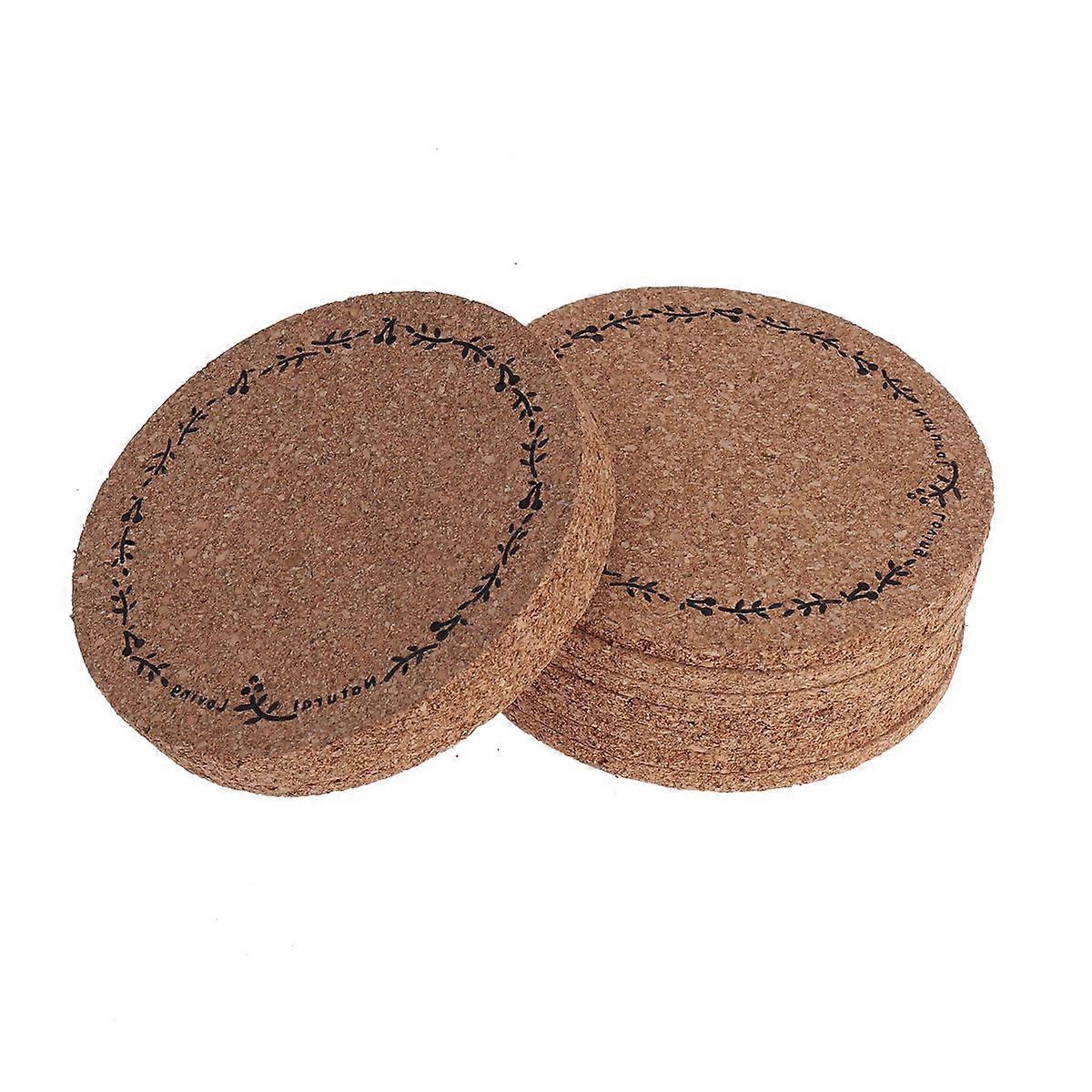 Round Coaster Set of 10 Protects Tables Heat Resistant Cork Coffee Color 10CM Diameter
