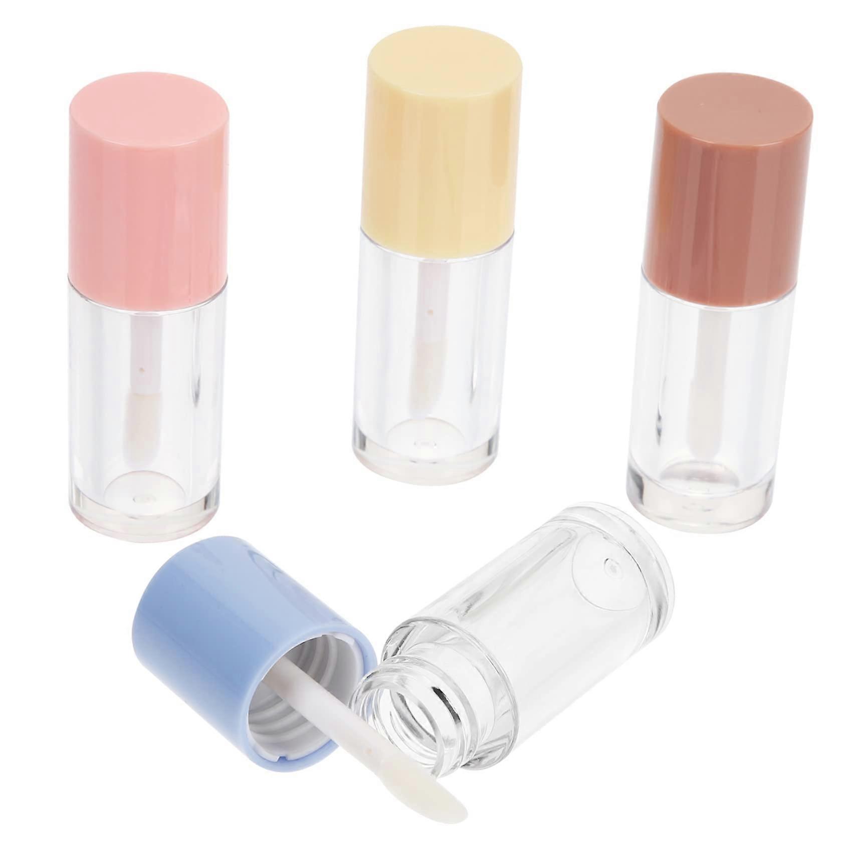 4pcs Clear Refillable Lip Gloss Tubes with Soft Brush Applicator Leakproof Travel Size Containers