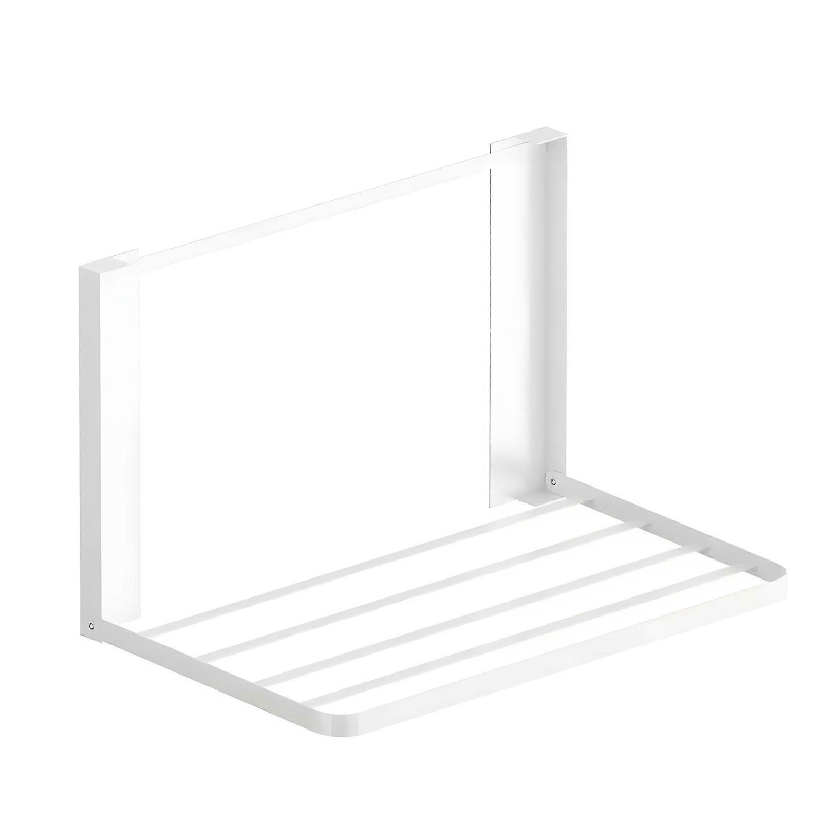 No Install Foldable Towel Rack Easy Setups Space Saving Strong Iron Rusts Resistant Component Stand for Small Bathrooms  White