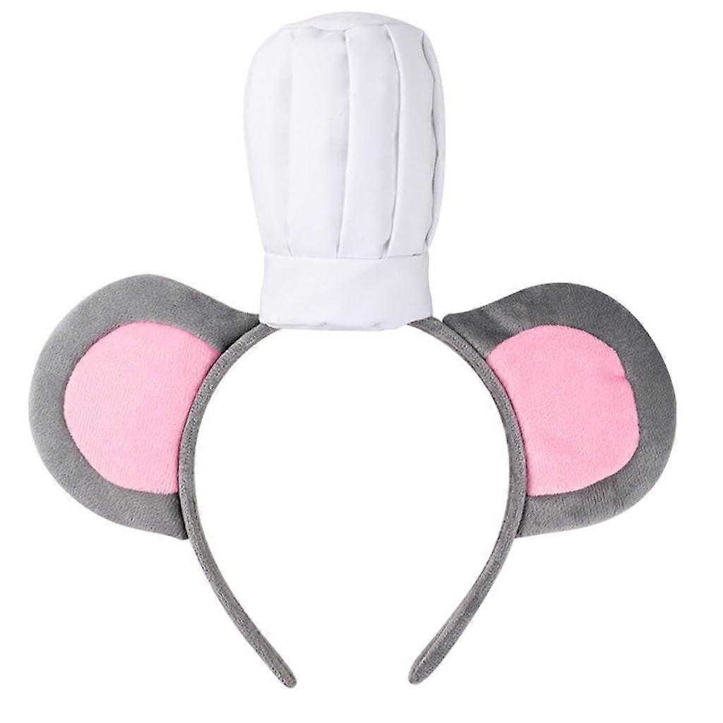 Gray Chef Hat with Mouse Ears Cosplay Headband for Cute Kitchen Costume Accessory