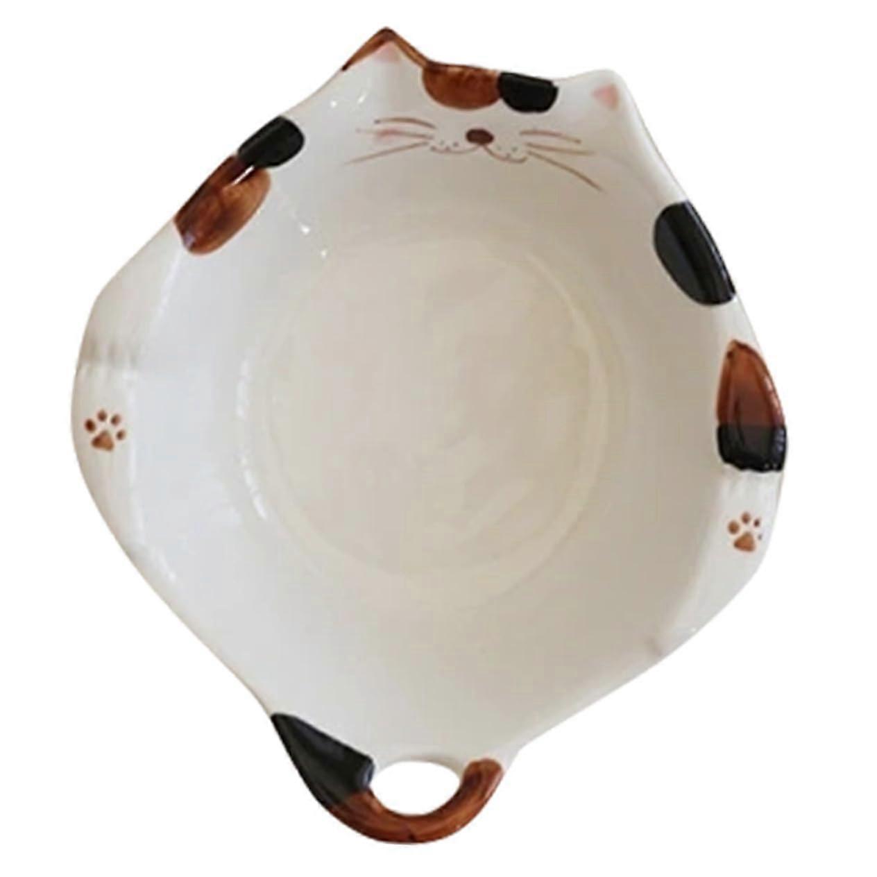 Ceramic Cat Bowl with Cute Cat Print for Fruit Salad Snacks Soup Decorative Tableware