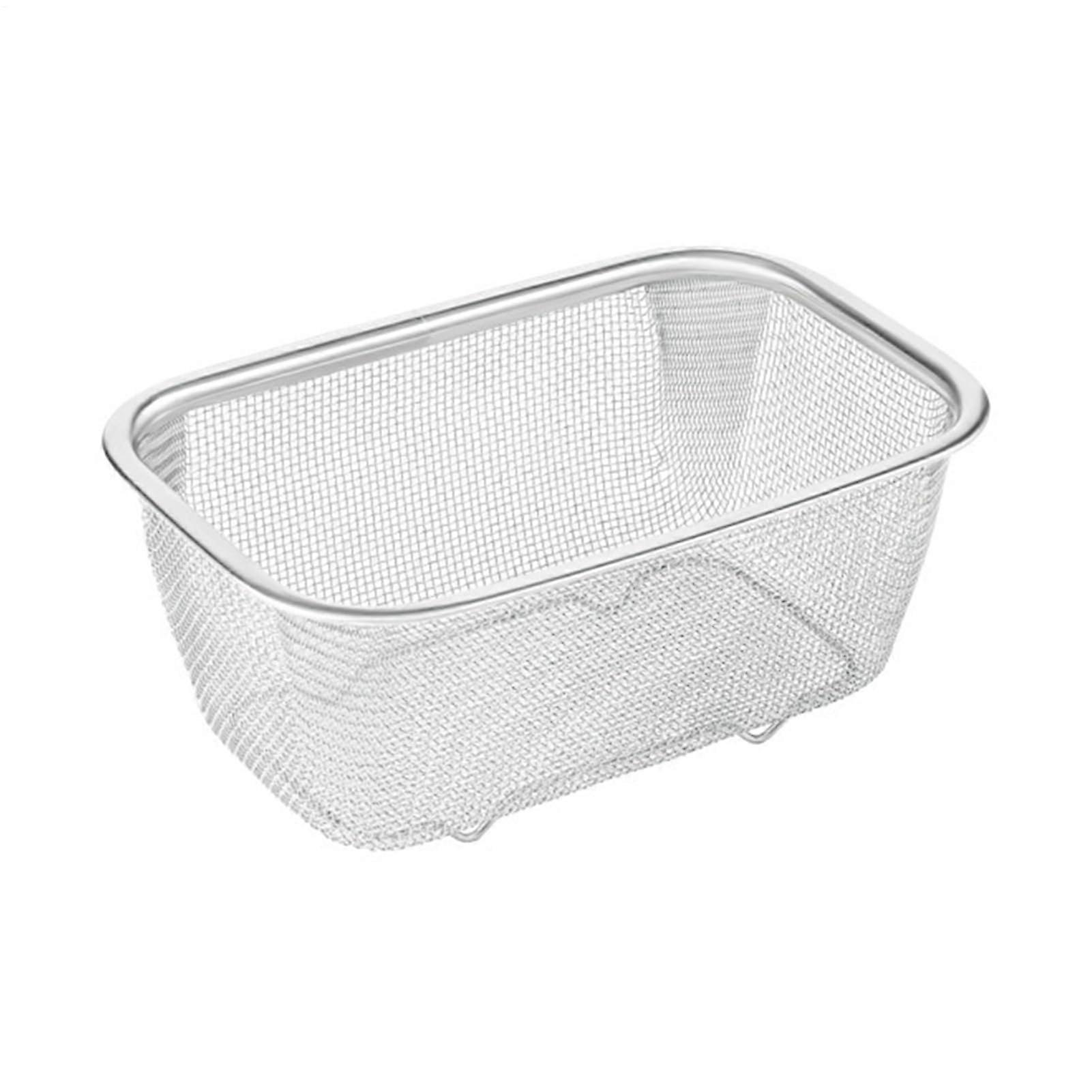 Stainless Steel Colander with Handle, Rectangle Fine Mesh Strainer for Kitchen Sink Pasta Vegetables