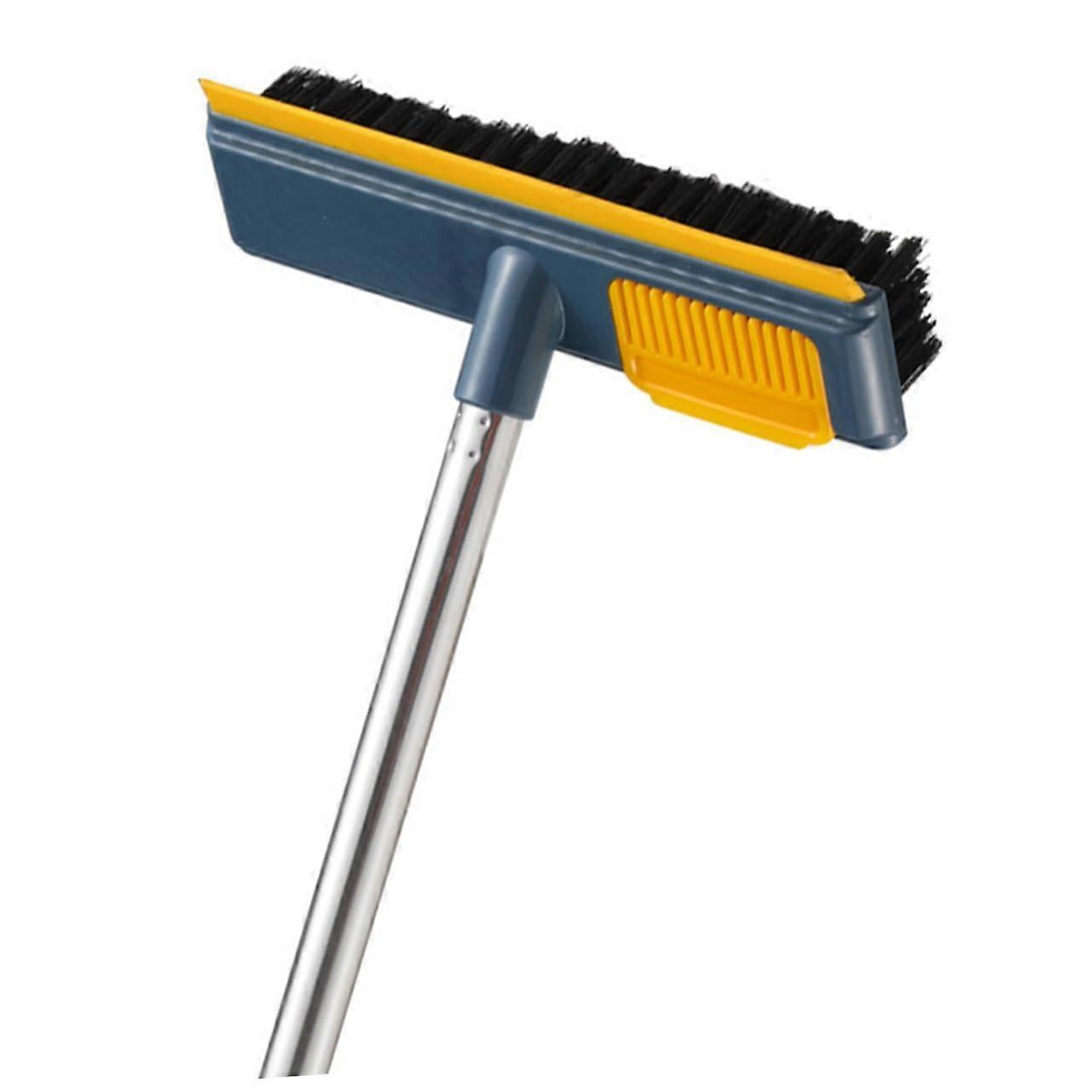 Floor Scrub Brush with Adjustable Telescopic Handle, 2in1 Squeegee for Bathroom and Kitchen Cleaning