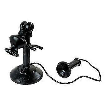 Dukkehus Miniature Lysestage Telefon: Vintage Telefon Retro Sort Jern Telefonmodel Til Stue Soveværelse Hjemmekontorindretning