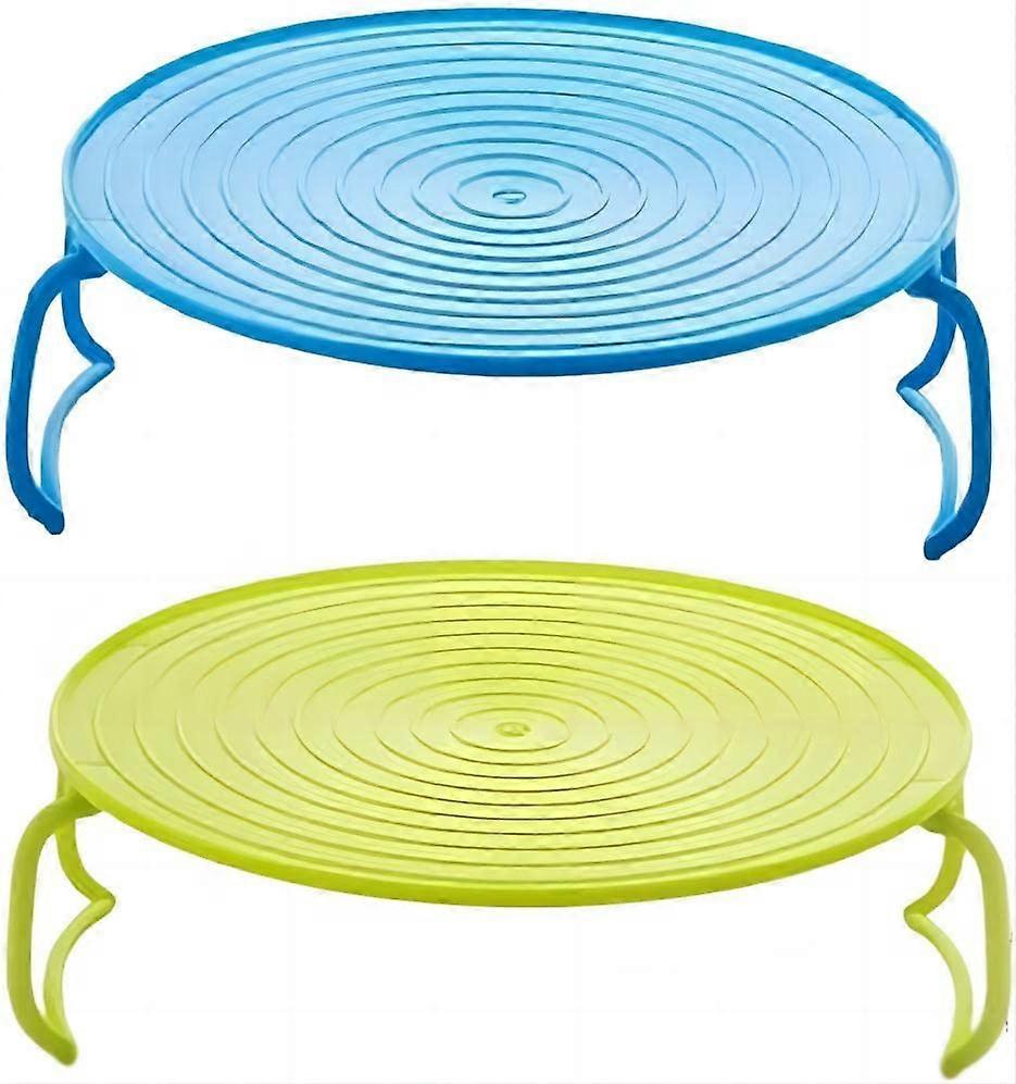 2 Pack Microwave Plate Stacker and Steaming Rack, Foldable Dual Layer Tray for Heating Food