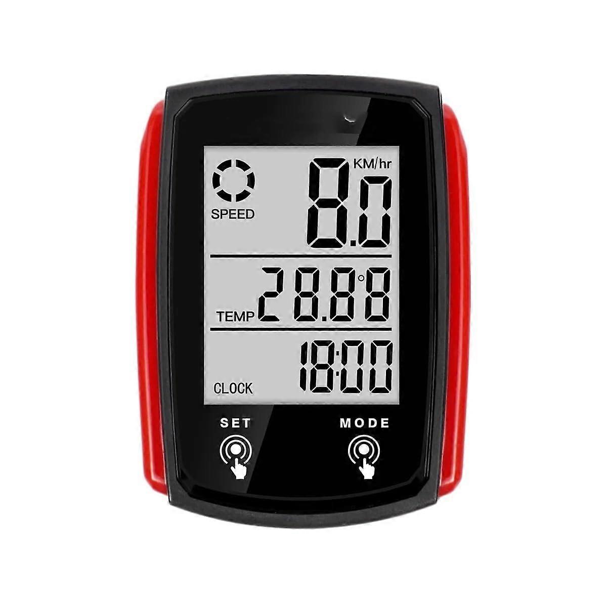 Waterproof Bike Computer with Backlit Bicycle Speedometer Odometer Compact Lightweight Red