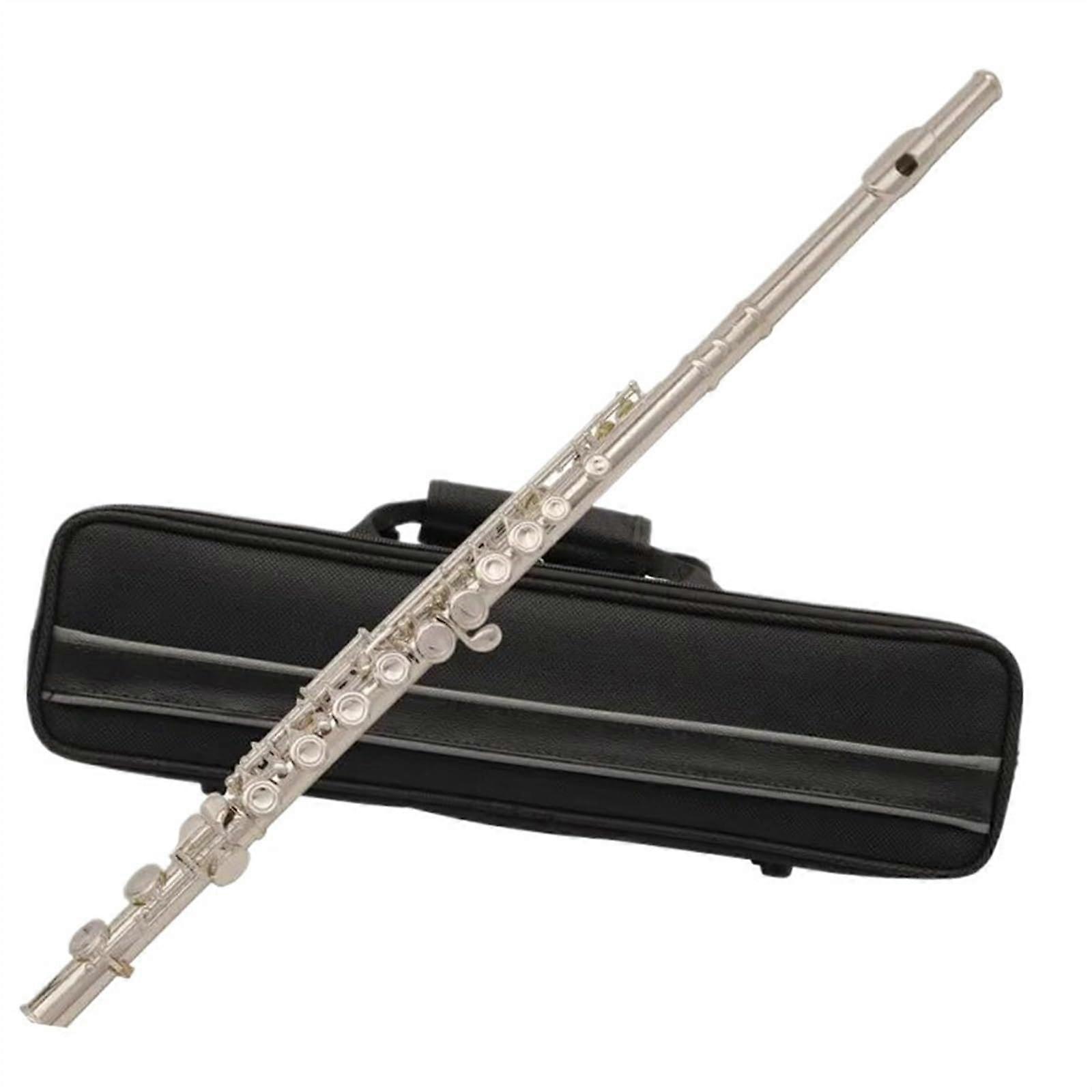 16 Closed Hole C Key Flute Silver Plated for Beginner and Intermediate with Ergonomic Key Action