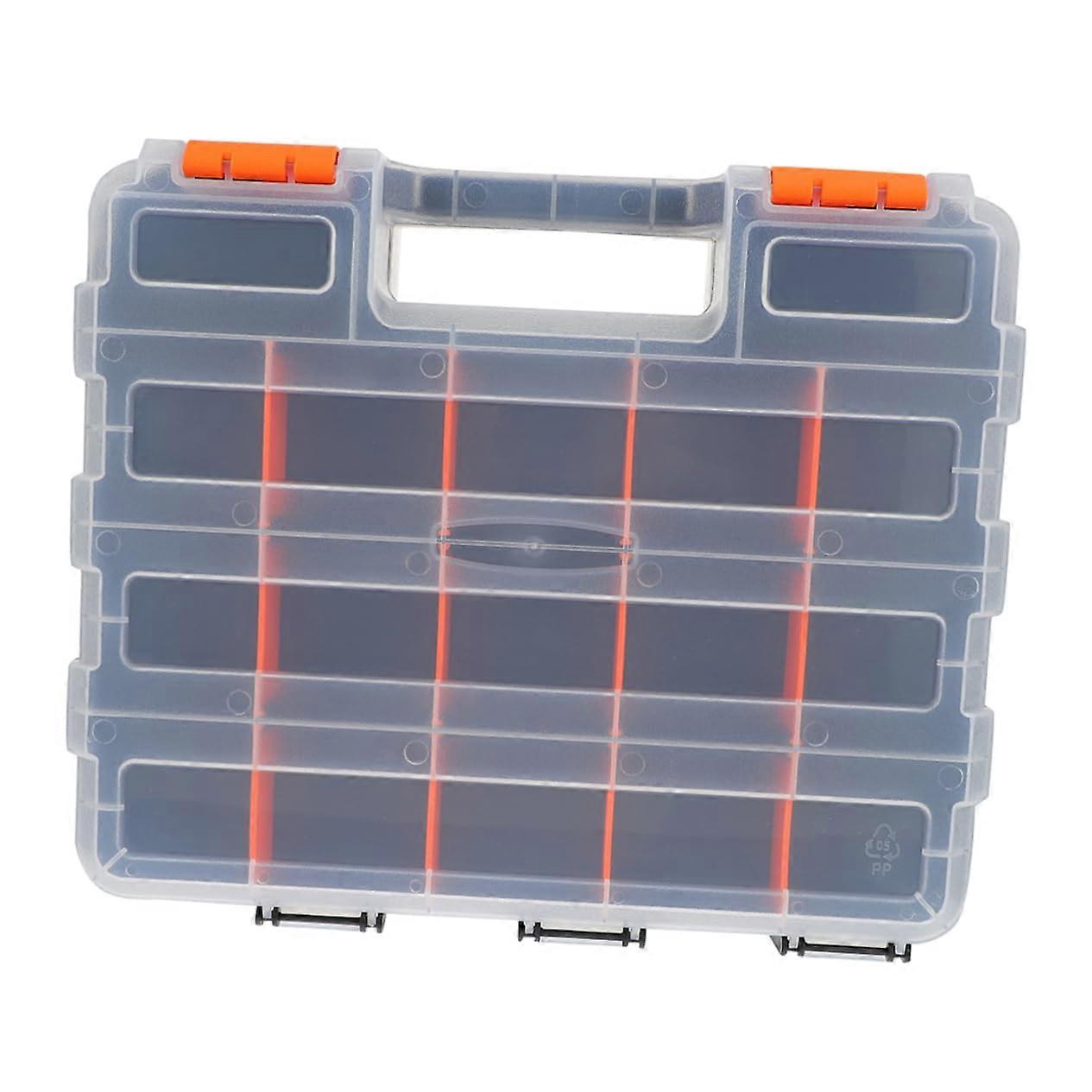 Double Sided Tool Organizer Box for Small Parts Storage Case with Durable Plastic Compartments
