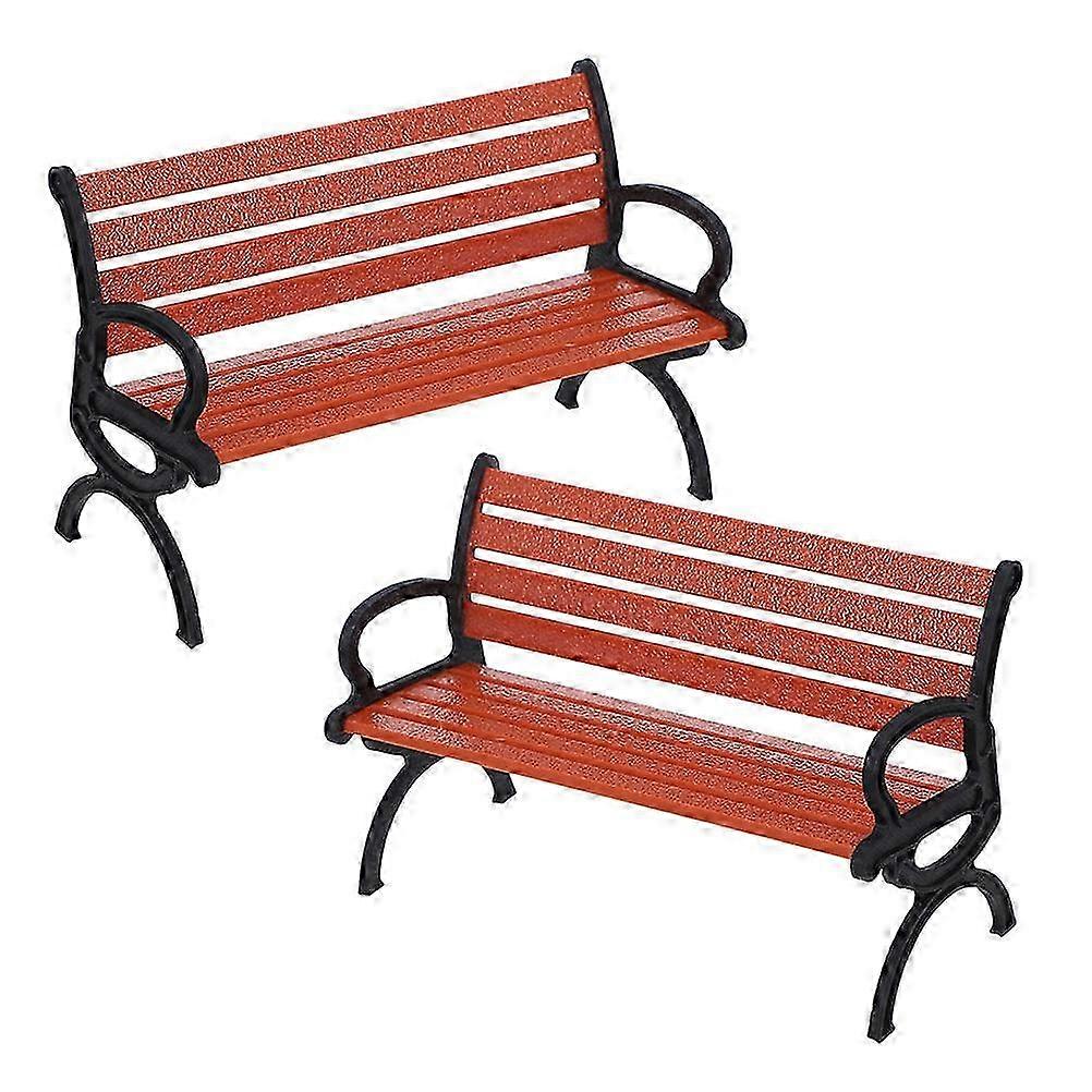 Miniature Park Bench Seat Plastic Model for Office Desk Decor 2Pcs