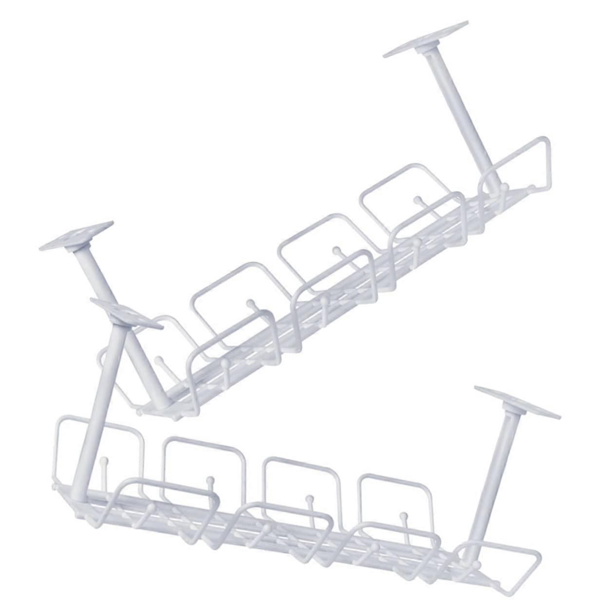 2Pcs Under Desk Cable Management Tray for Home Office Clutter Reduction and Easy Installation