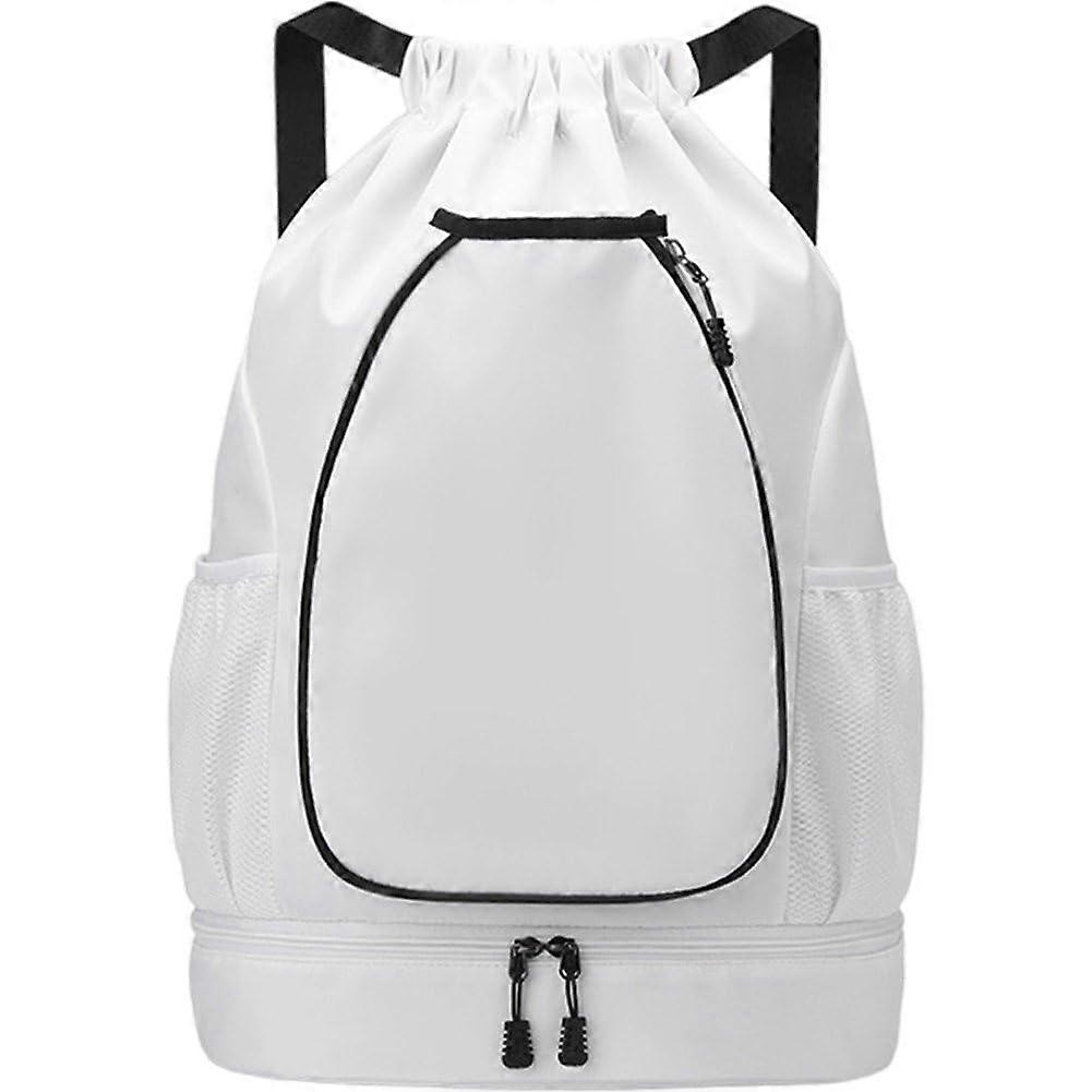 Large Capacity Tennis Racket Backpack with Shoe Compartment for MultiSport Use White
