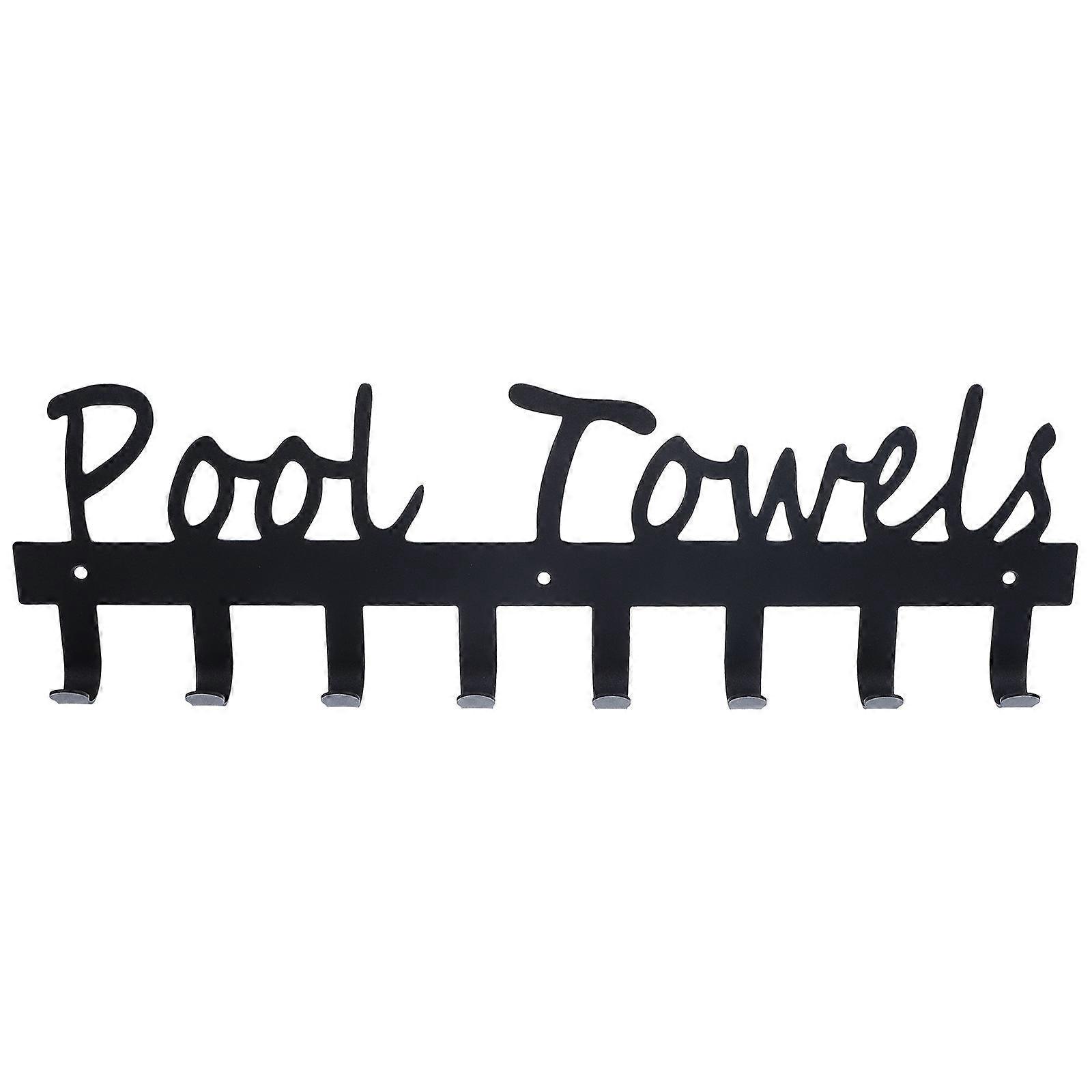 Wall Mounted Coat Rack Iron Clothes Hook Black Practical 3Pcs Hook Rail