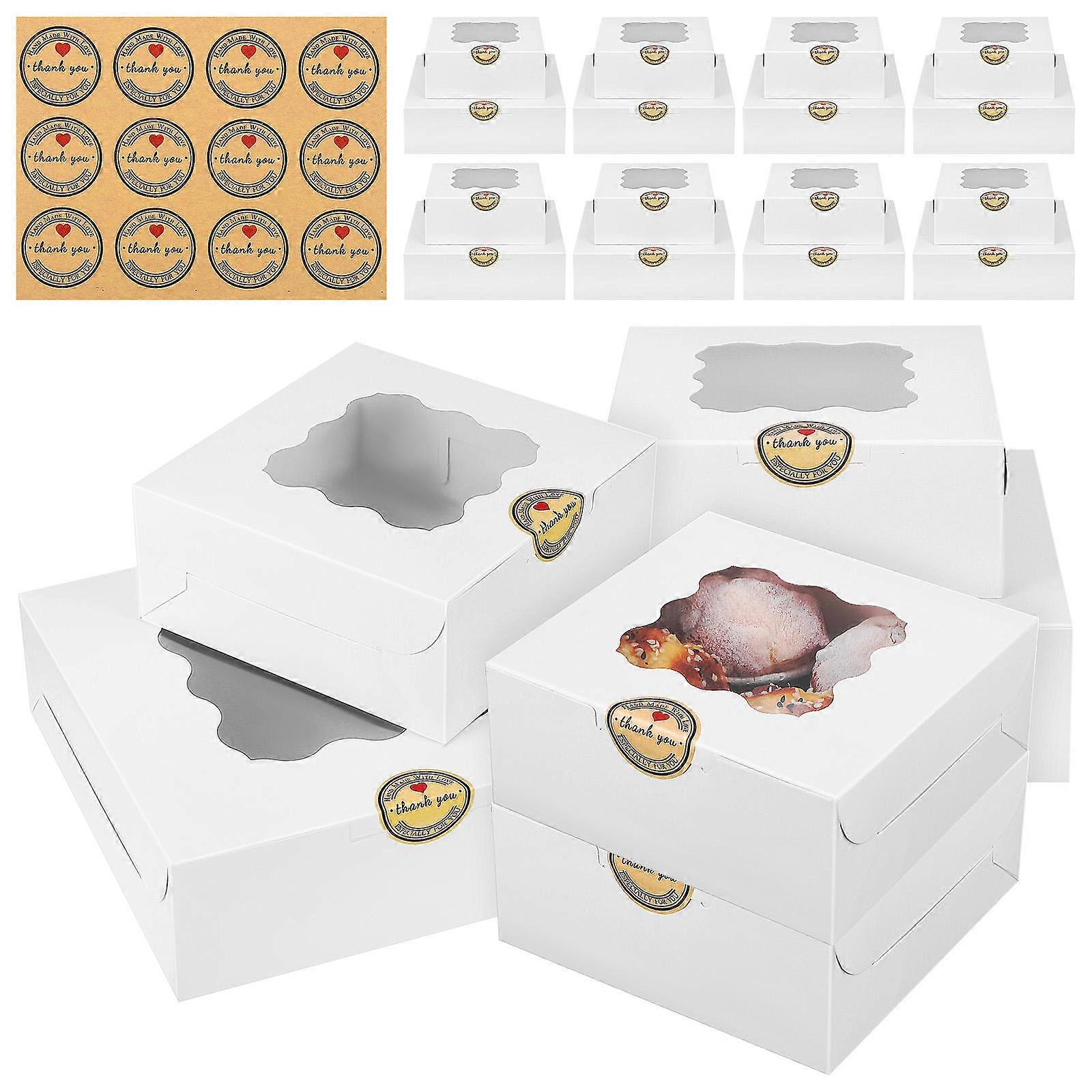 Egg Cake Boxes for Party 20Pcs White Paper Pastry Packaging Containers