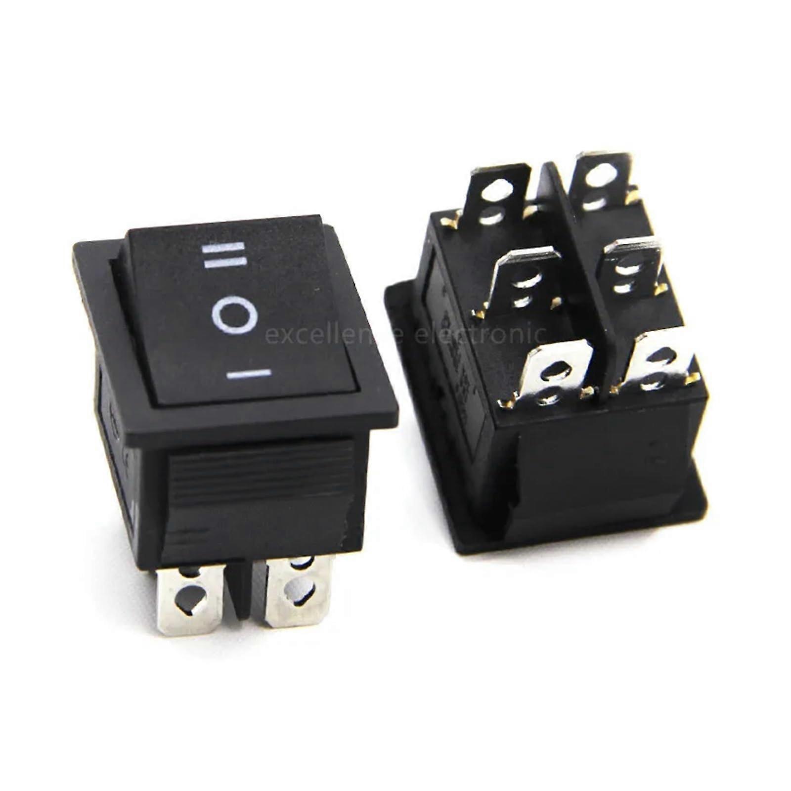 2pcs KCD4 3 Position Rocker Switch with Light, 6 Pin Latching Toggle for Boat DIY Panel Mount