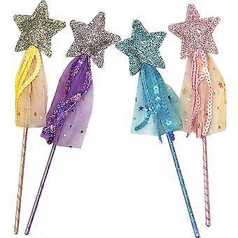 Kids Playing Fairy Sticks for Girls 4Pcs Glitter Star-Shaped Fairy Wands